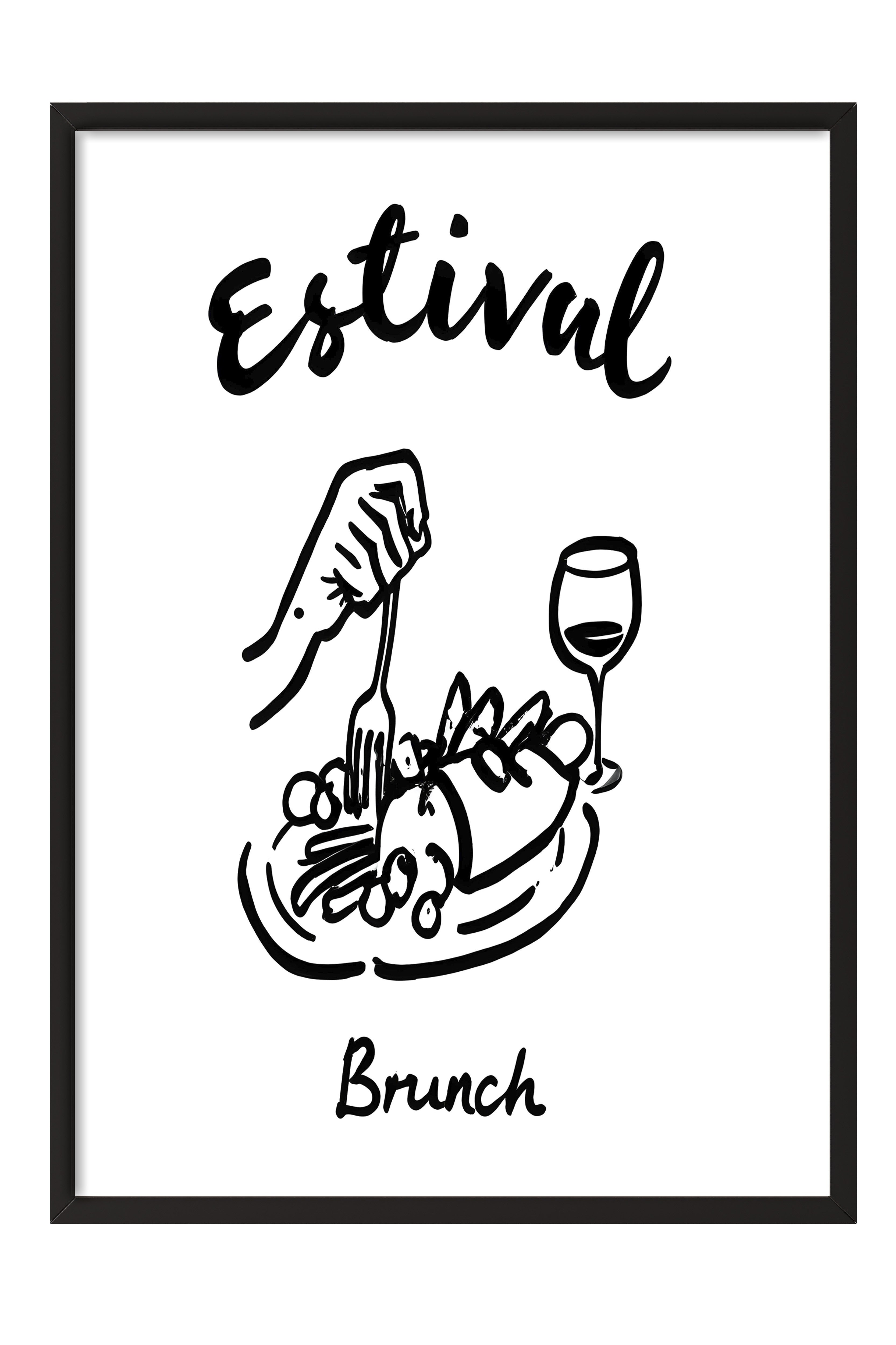 Siyah Çerçeveli Tablo, Estival Brunch, Comfort Serisi Mutfak Duvar Tablosu, NO:109113