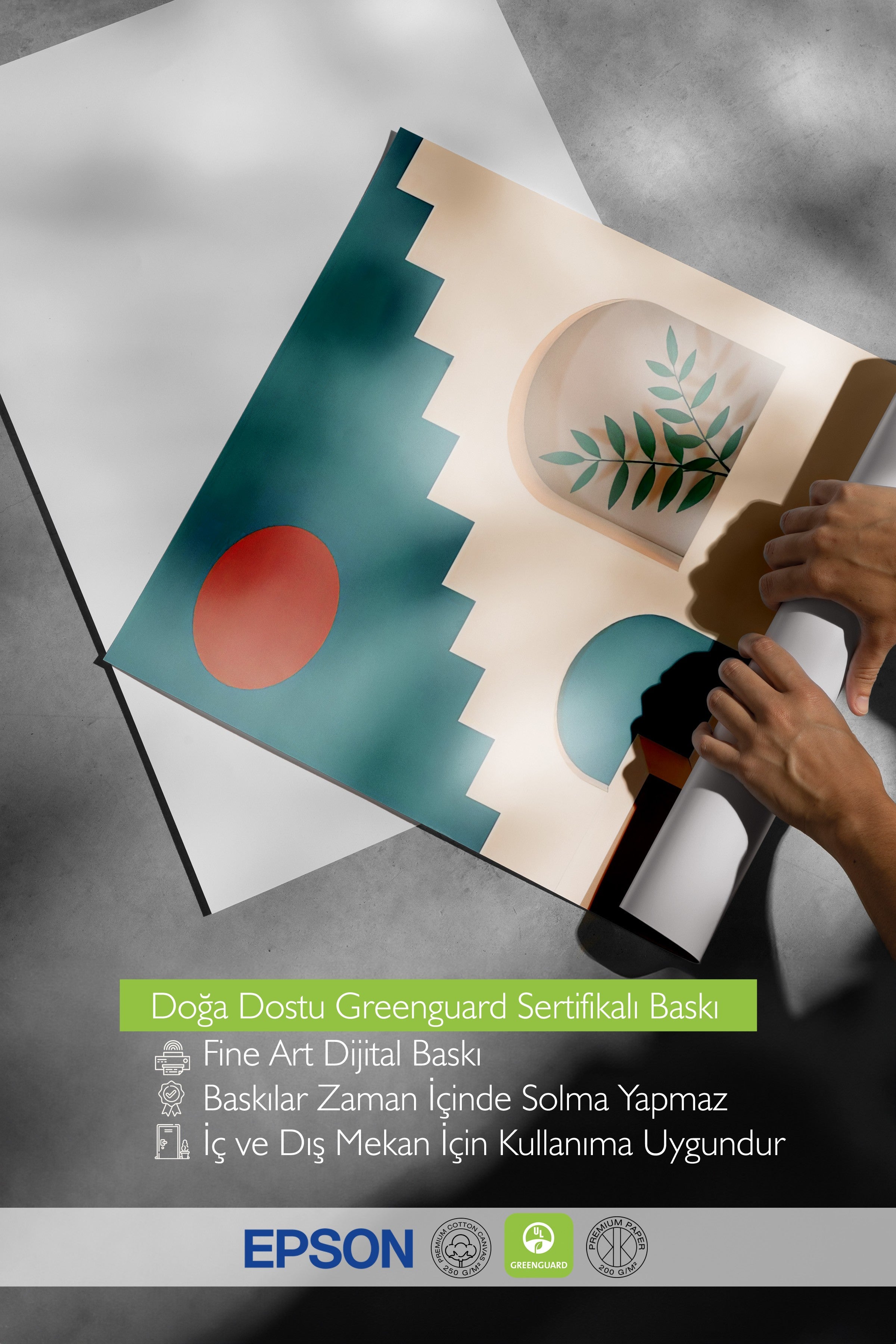 Siyah Çerçeveli Tablo, Ev Merdiveni, İllüstrasyon, Yeşil Renk Poster, 2025 Yaz Seçkisi, NO:109727