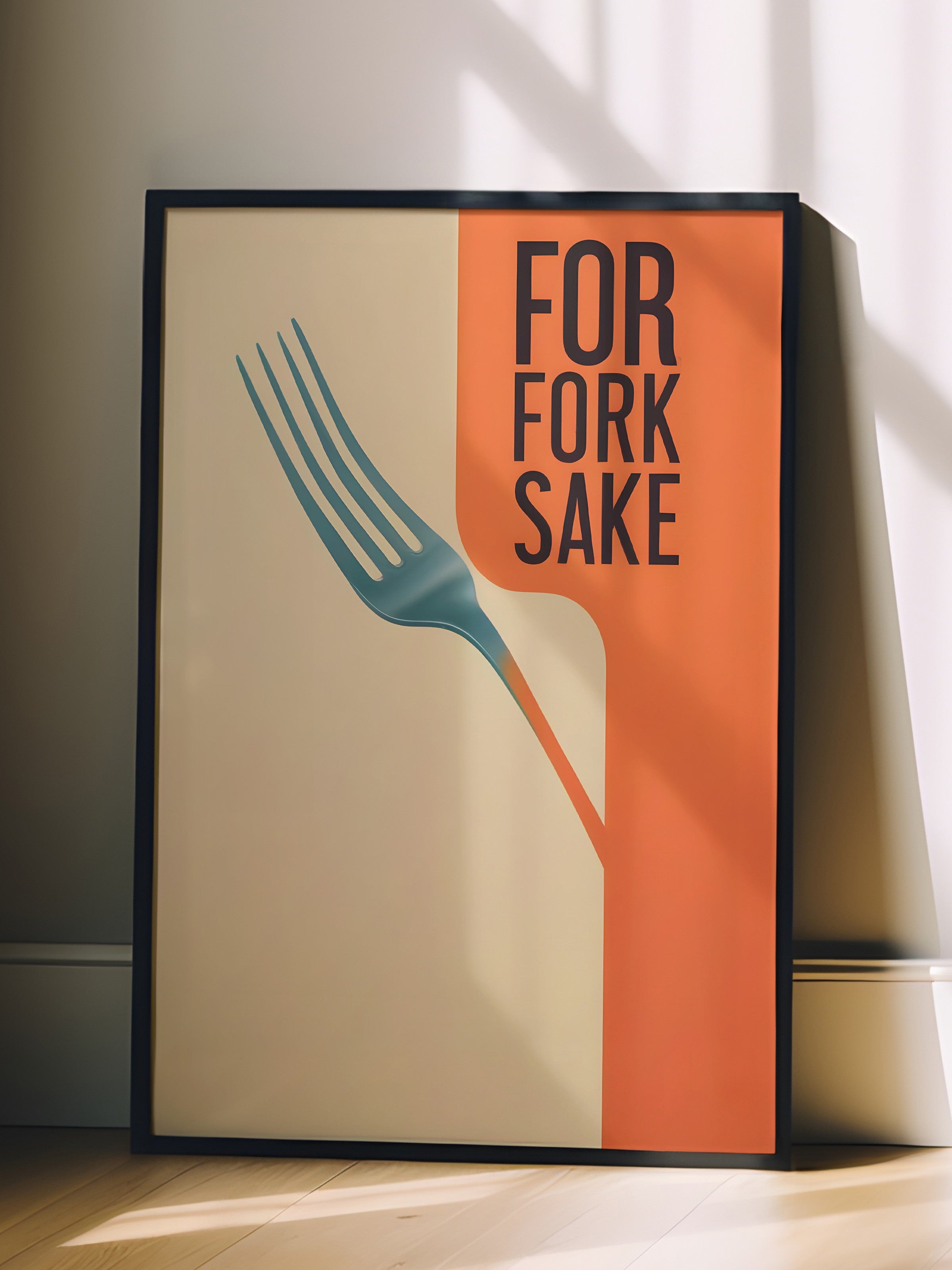 Siyah Çerçeveli Tablo, For Fork Sake, Comfort Serisi Mutfak Duvar Tablosu, NO:109156
