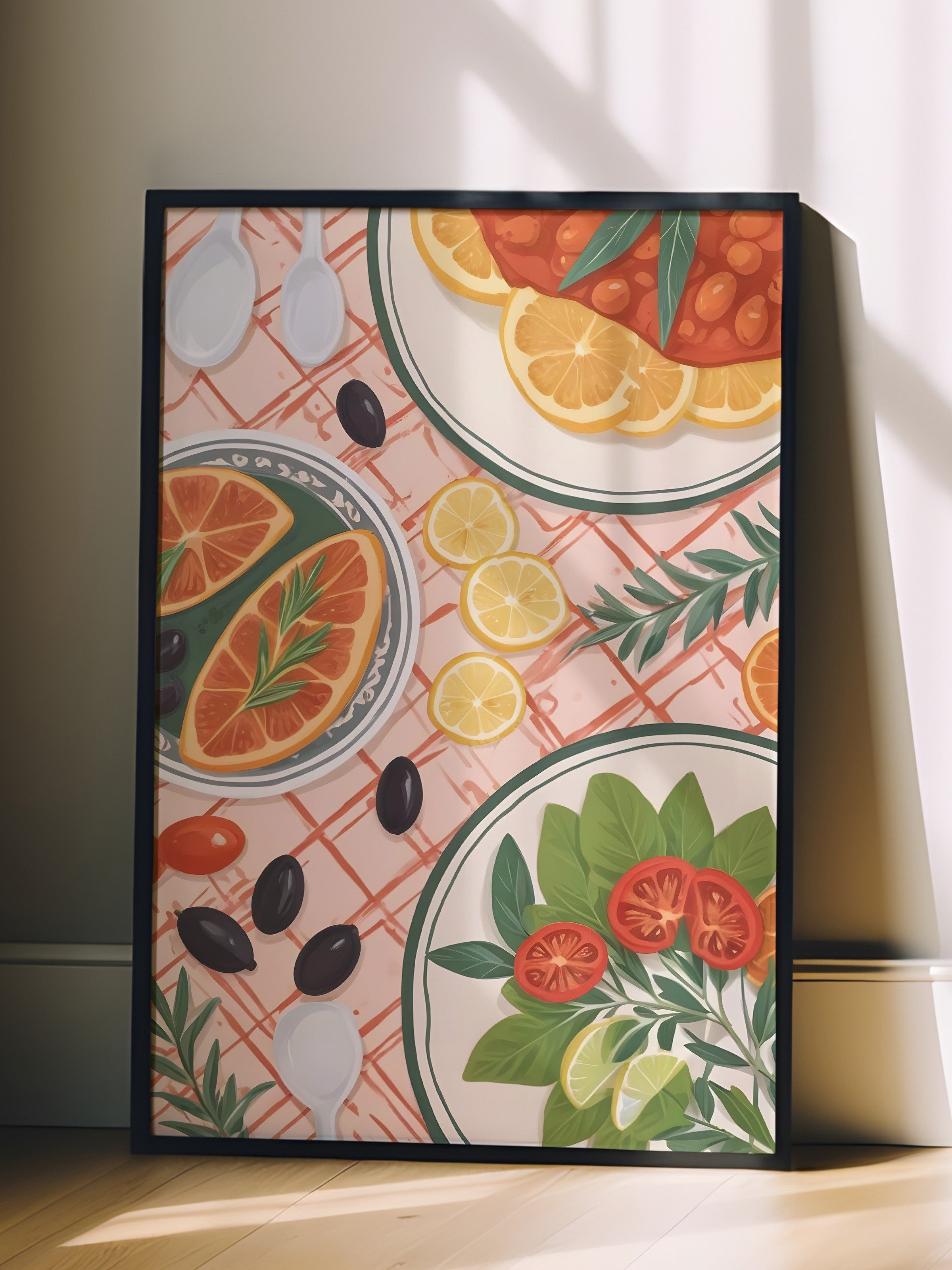 Siyah Çerçeveli Tablo, Frutis With Vegs, Comfort Serisi Mutfak Duvar Tablosu, NO:109154