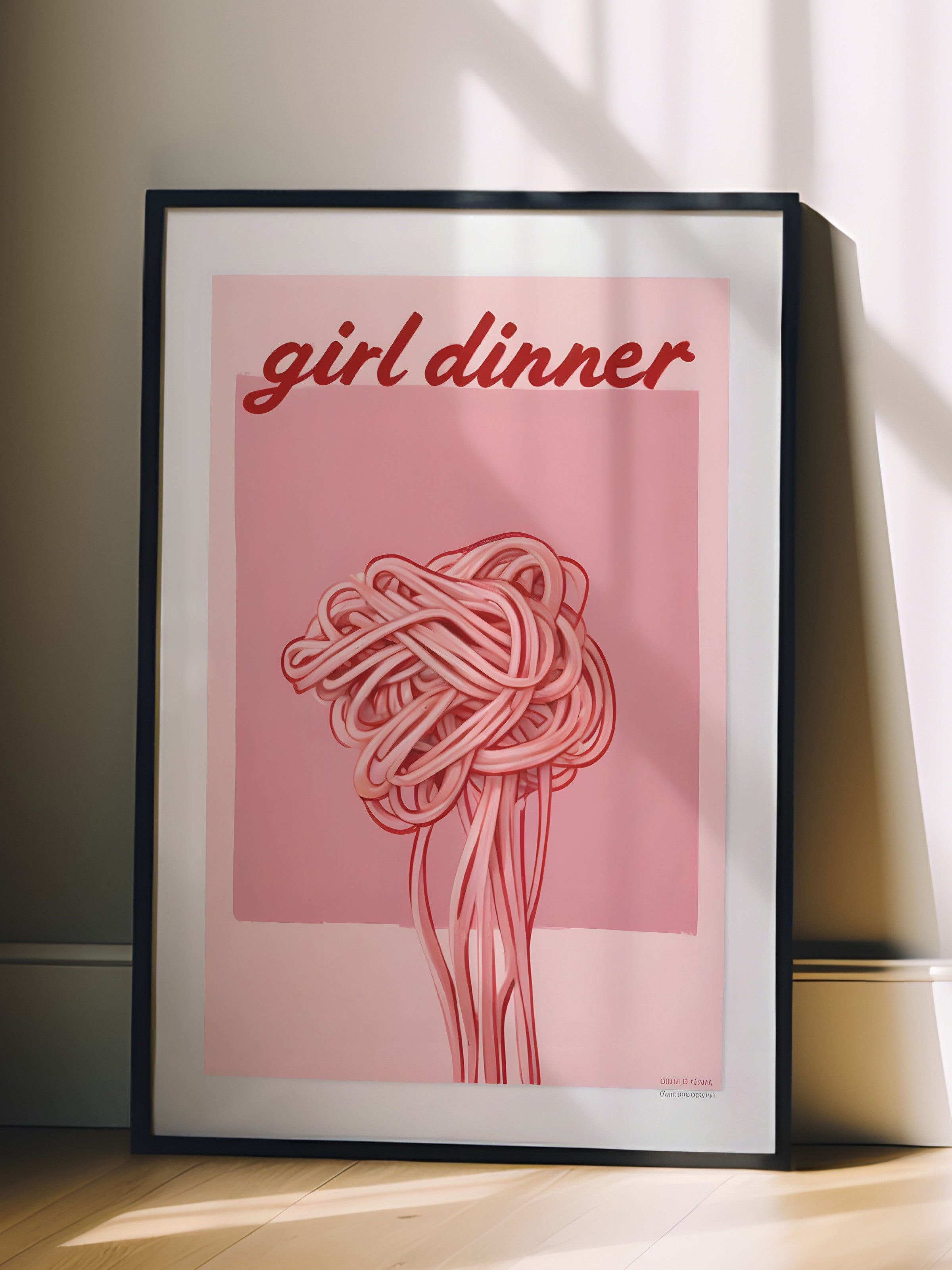 Siyah Çerçeveli Tablo, Girl Dinner, Comfort Serisi Mutfak Duvar Tablosu, NO:109095