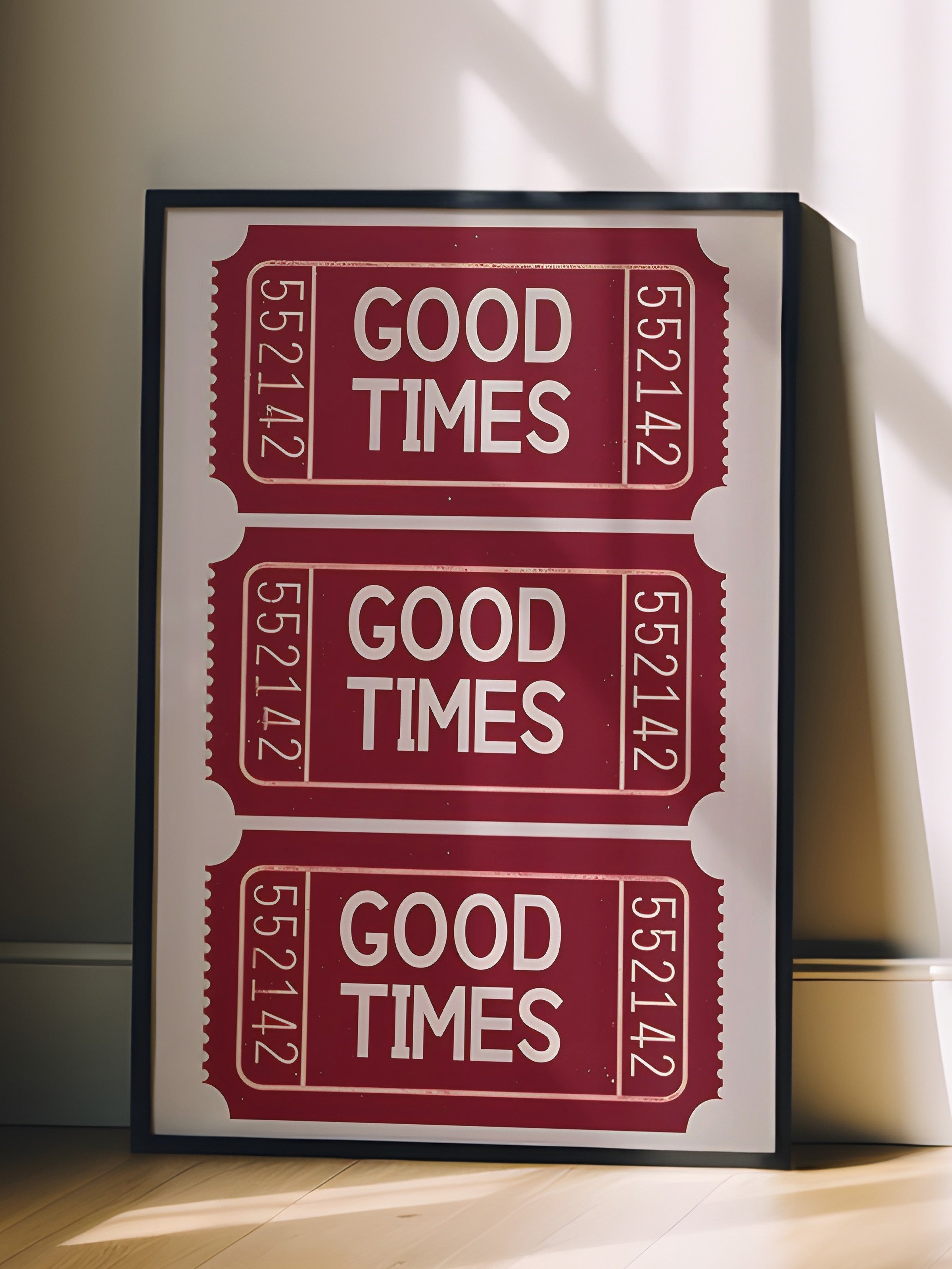 Siyah Çerçeveli Tablo, Good Times Ticket, Comfort Serisi Poster ve Duvar Tablosu, NO:108951
