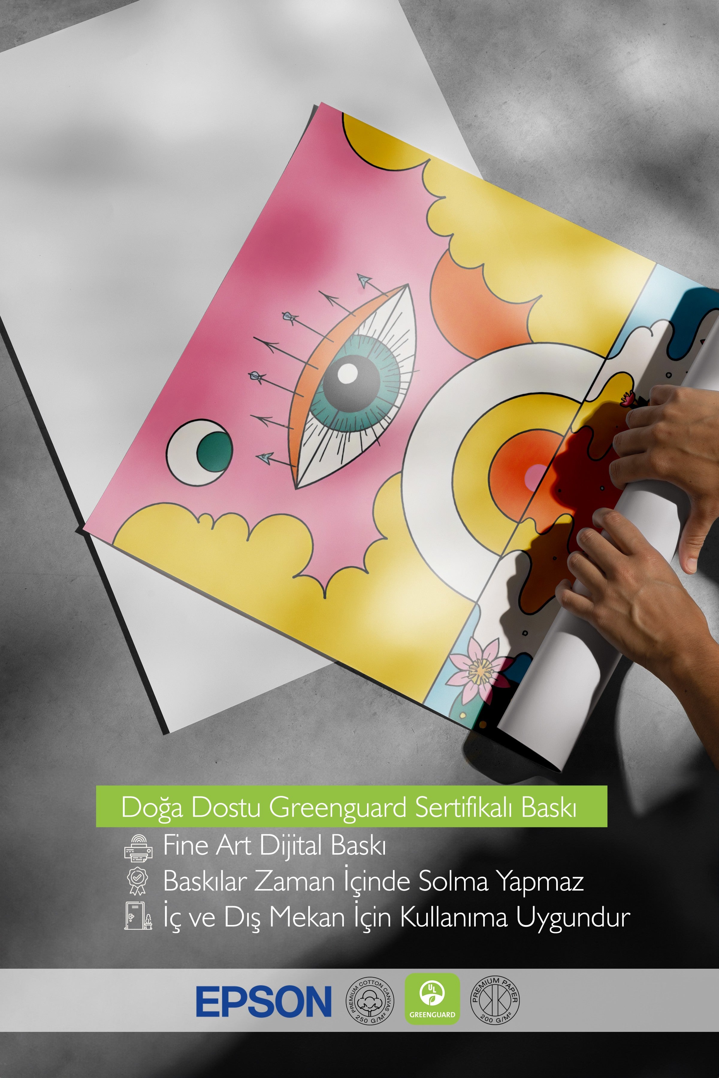 Siyah Çerçeveli Tablo, Güneşin Gözü, İllüstrasyon Maximalist, Sarı Renk Poster, 2025 Yaz Seçkisi, NO:109757