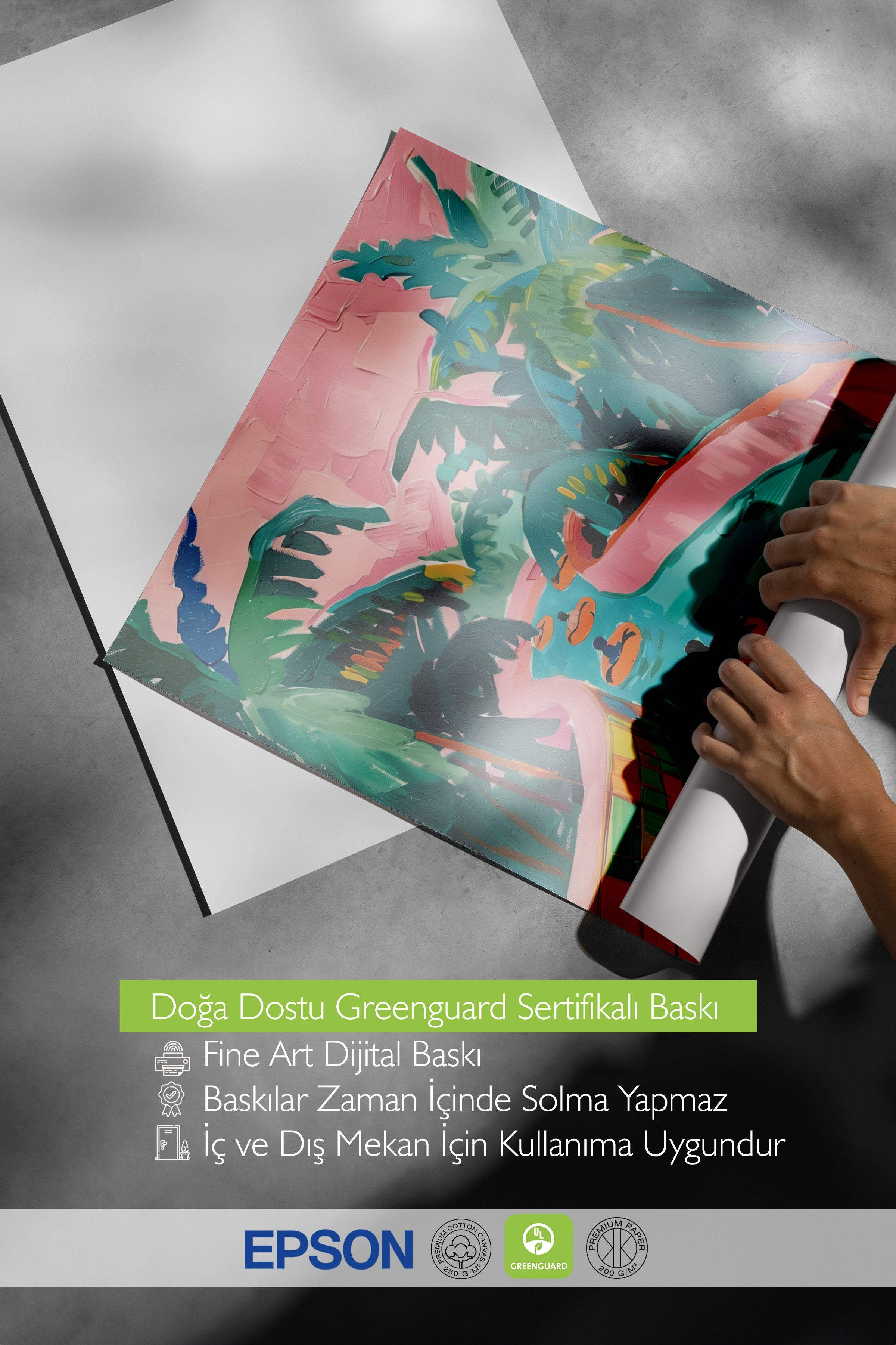 Siyah Çerçeveli Tablo, İnsanlar, Nehir, Şişmeler, Akrilik Boyama, Pastel Tonlar, Çok Renkli Renk Poster, 2025 Yaz Seçkisi, NO:109801