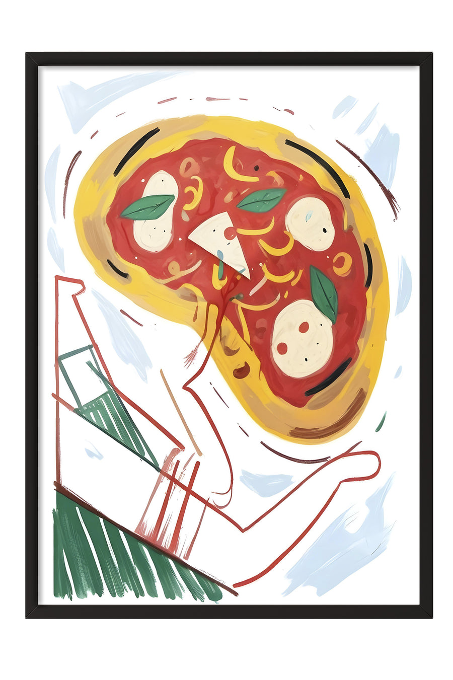 Soyut Pizza Poster – Siyah Çerçeveli Tablo