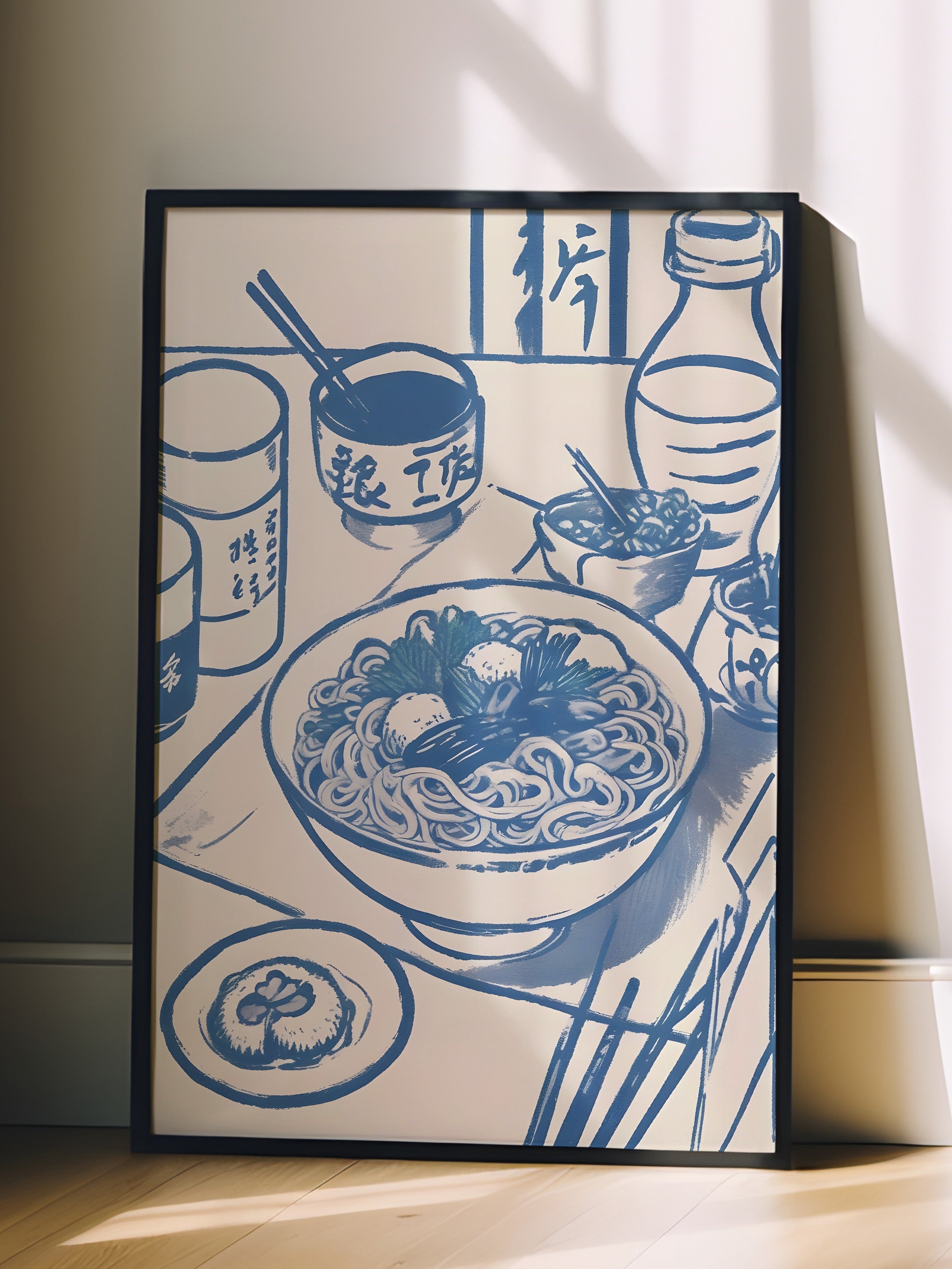 Siyah Çerçeveli Tablo, Japanese Table, Comfort Serisi Mutfak Duvar Tablosu, NO:109118