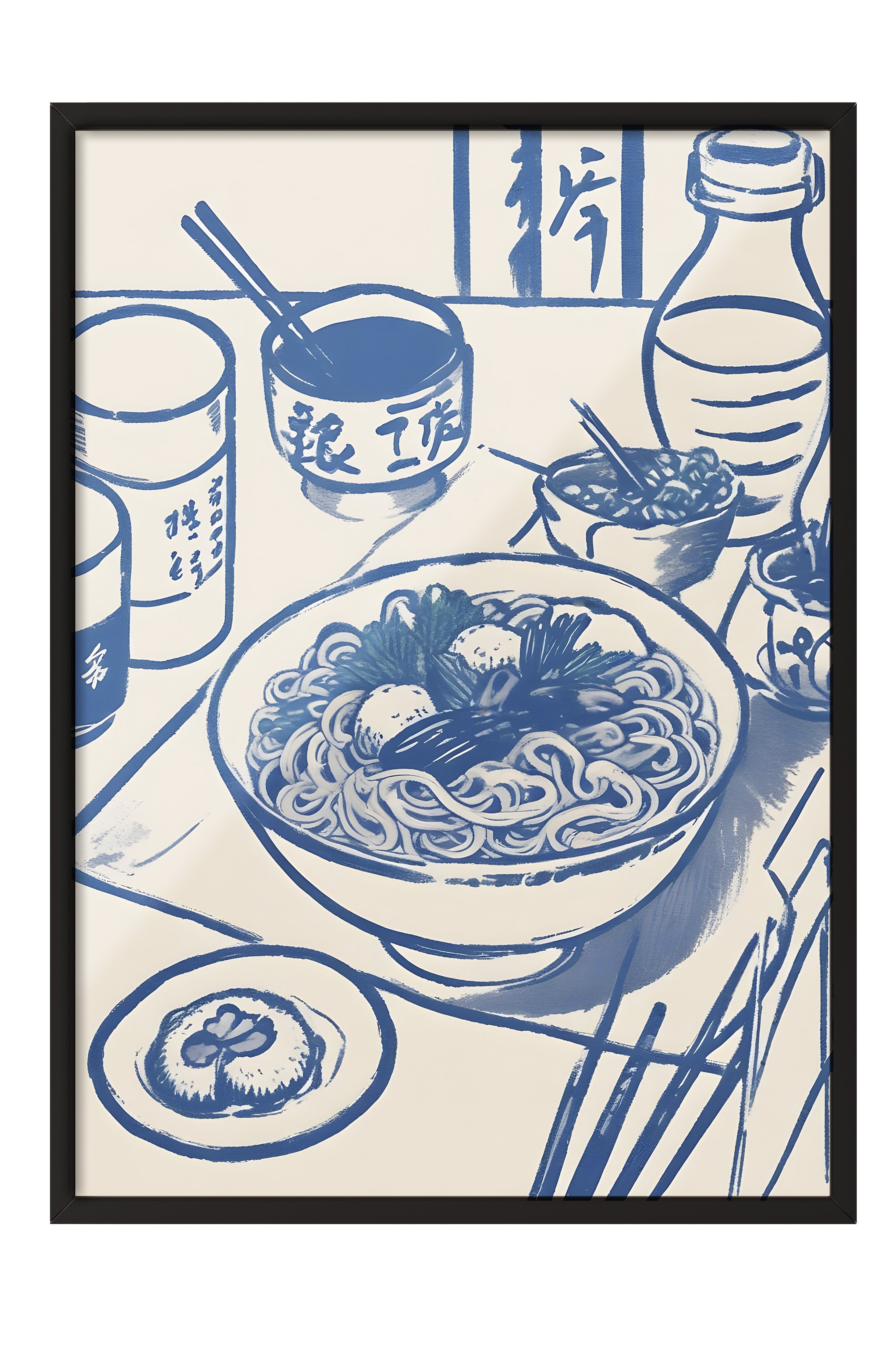 Siyah Çerçeveli Tablo, Japanese Table, Comfort Serisi Mutfak Duvar Tablosu, NO:109118