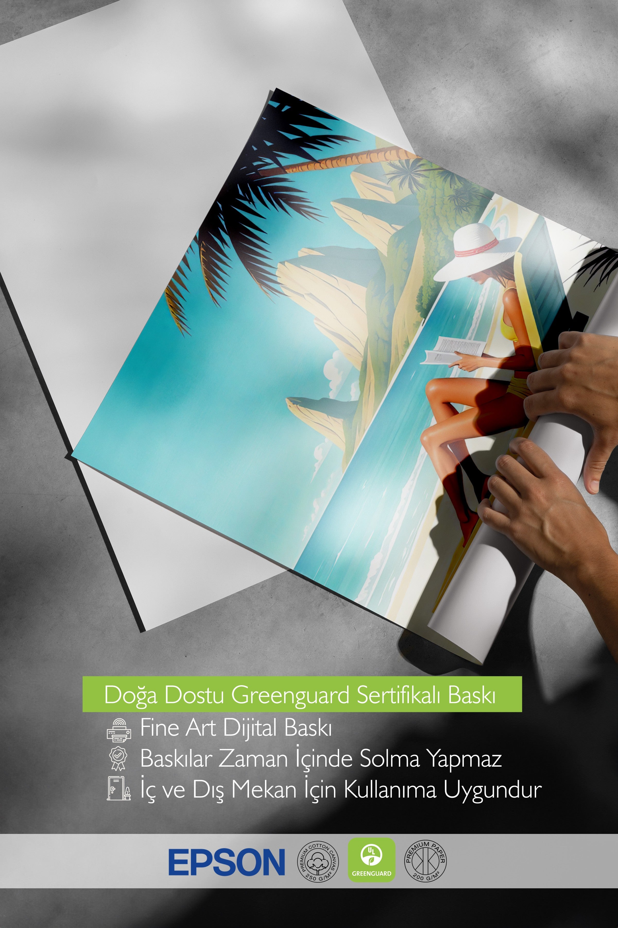 Siyah Çerçeveli Tablo, Kadınlar Güneşleniyor, İllüstrasyon, Maximalist, Mavi Renk Poster, 2025 Yaz Seçkisi, NO:109761