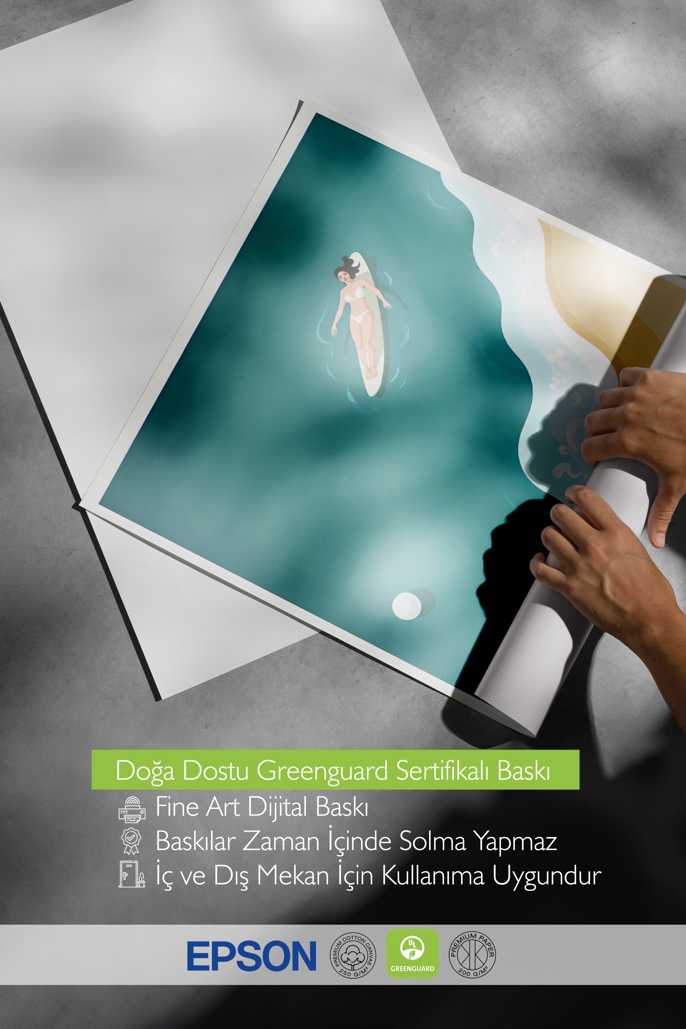 Siyah Çerçeveli Tablo, Kadınlar Güneşleniyor, İllüstrasyon, Maximalist, Mavi Renk Poster, 2025 Yaz Seçkisi, NO:109779