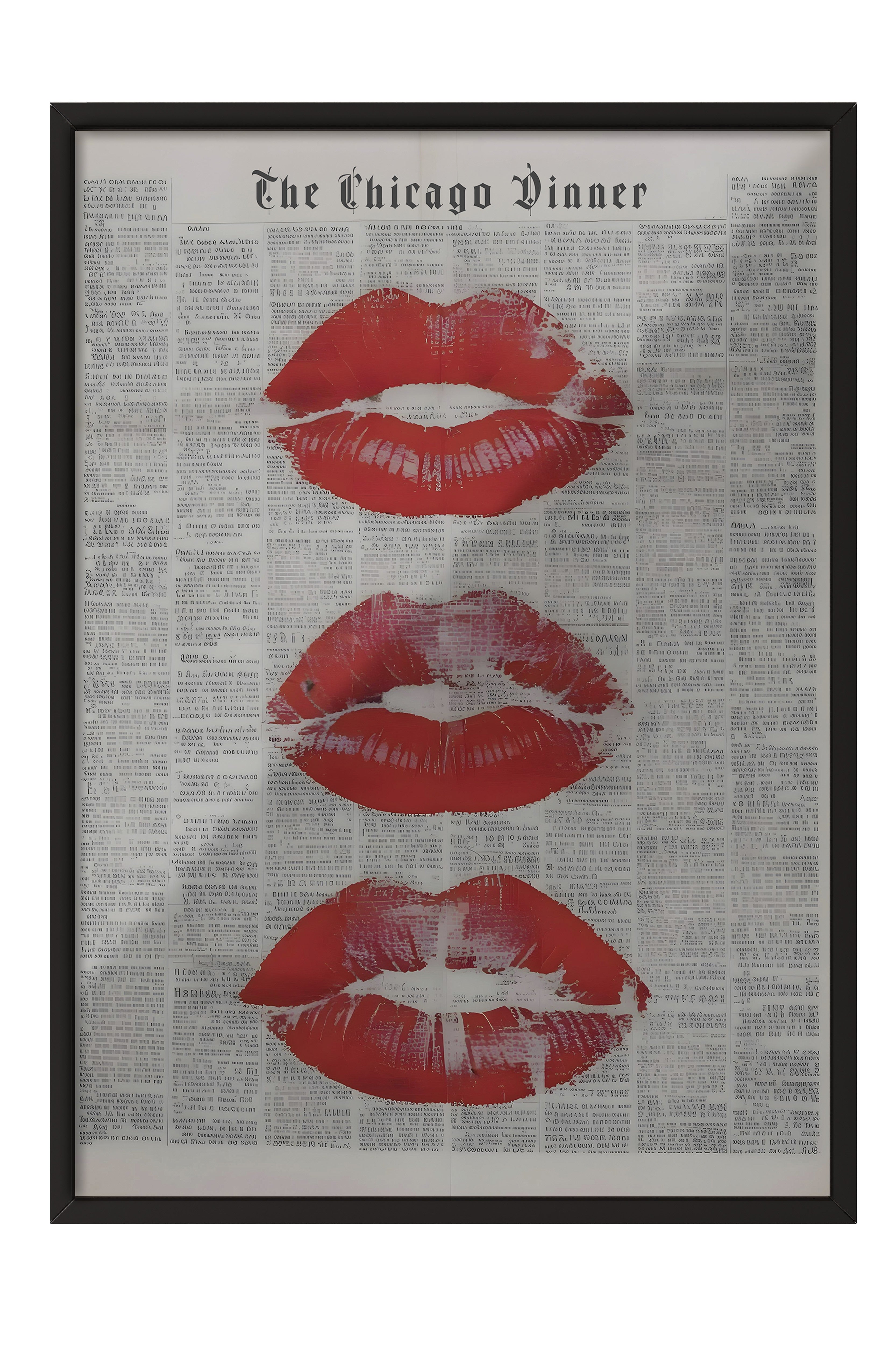 Siyah Çerçeveli Tablo, Kisses for the newspaper, Comfort Serisi Poster ve Duvar Tablosu, NO:108923
