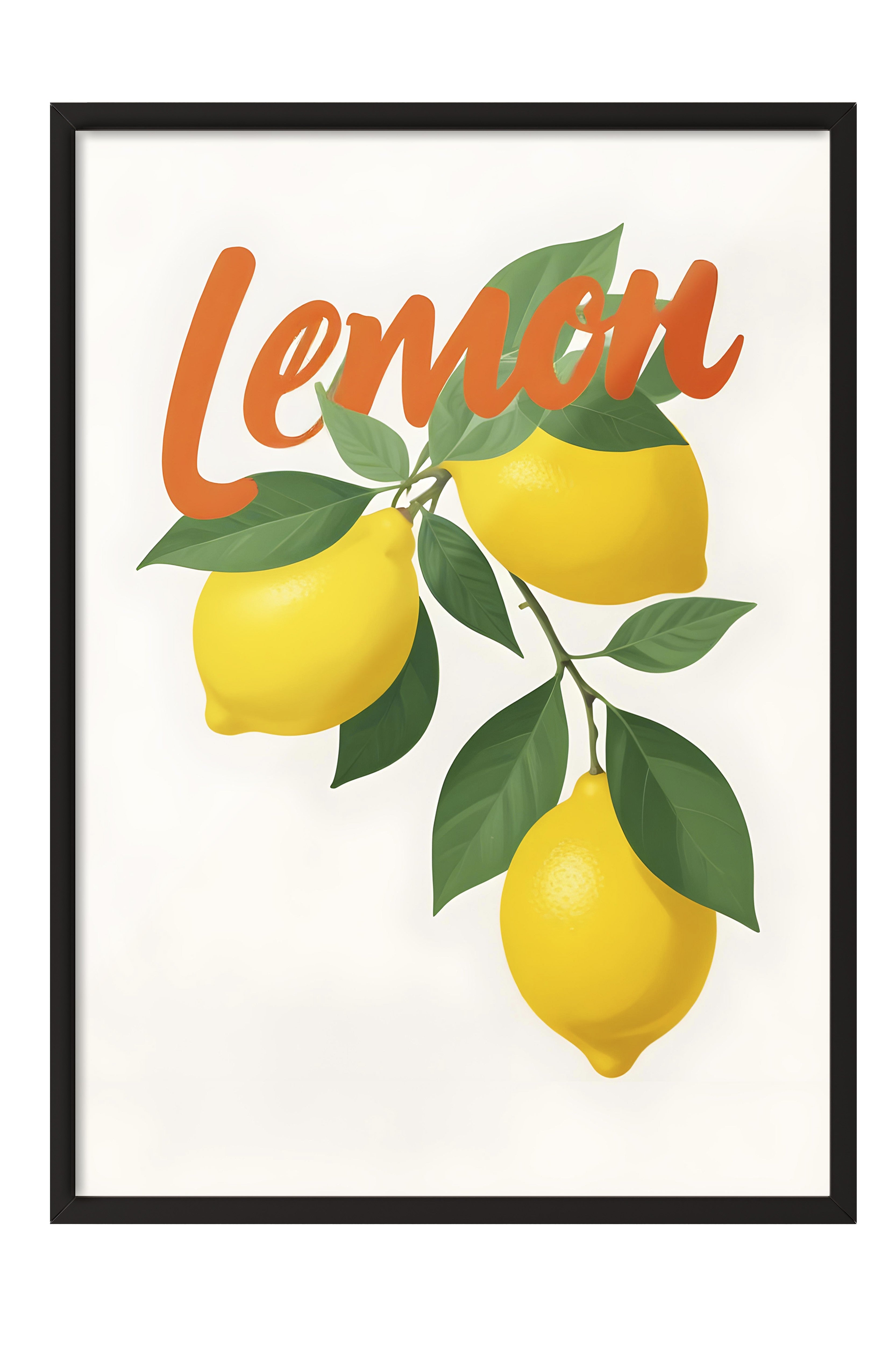 Siyah Çerçeveli Tablo, Lemon, Comfort Serisi Mutfak Duvar Tablosu, NO:109126