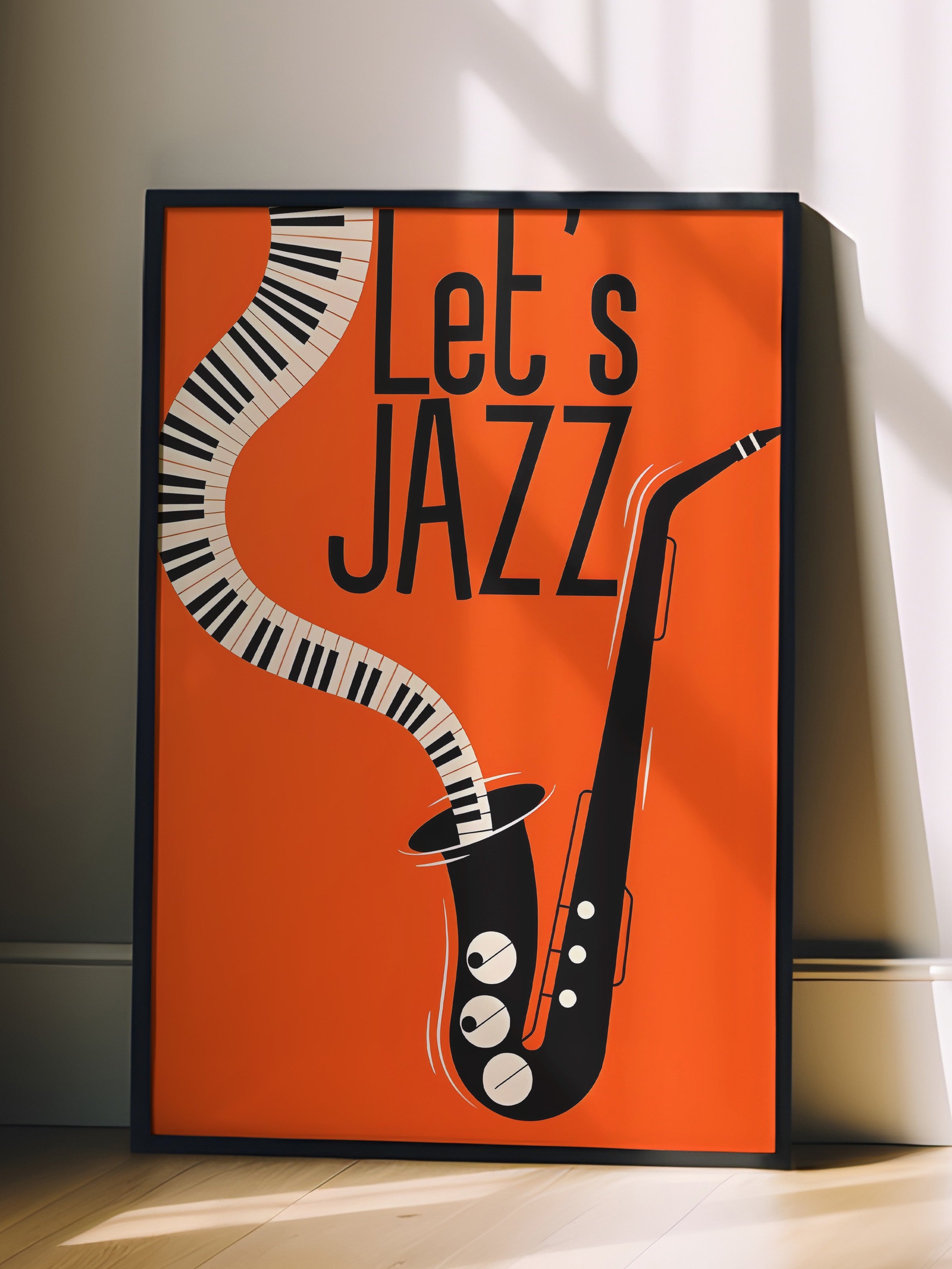 Siyah Çerçeveli Tablo, Let's Jazz - 1, Comfort Serisi Poster ve  Duvar Tablosu, NO:108969