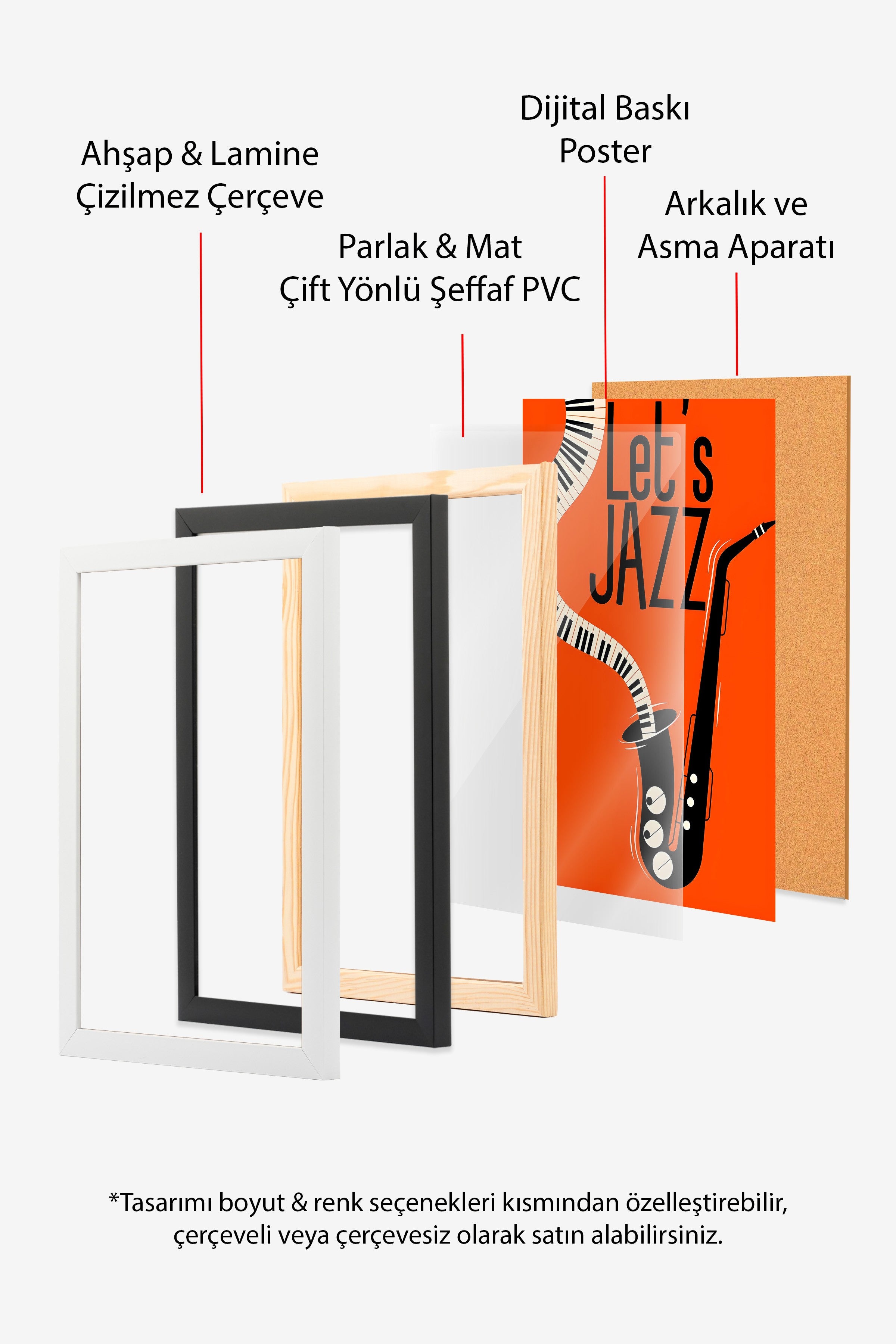 Siyah Çerçeveli Tablo, Let's Jazz - 1, Comfort Serisi Poster ve  Duvar Tablosu, NO:108969