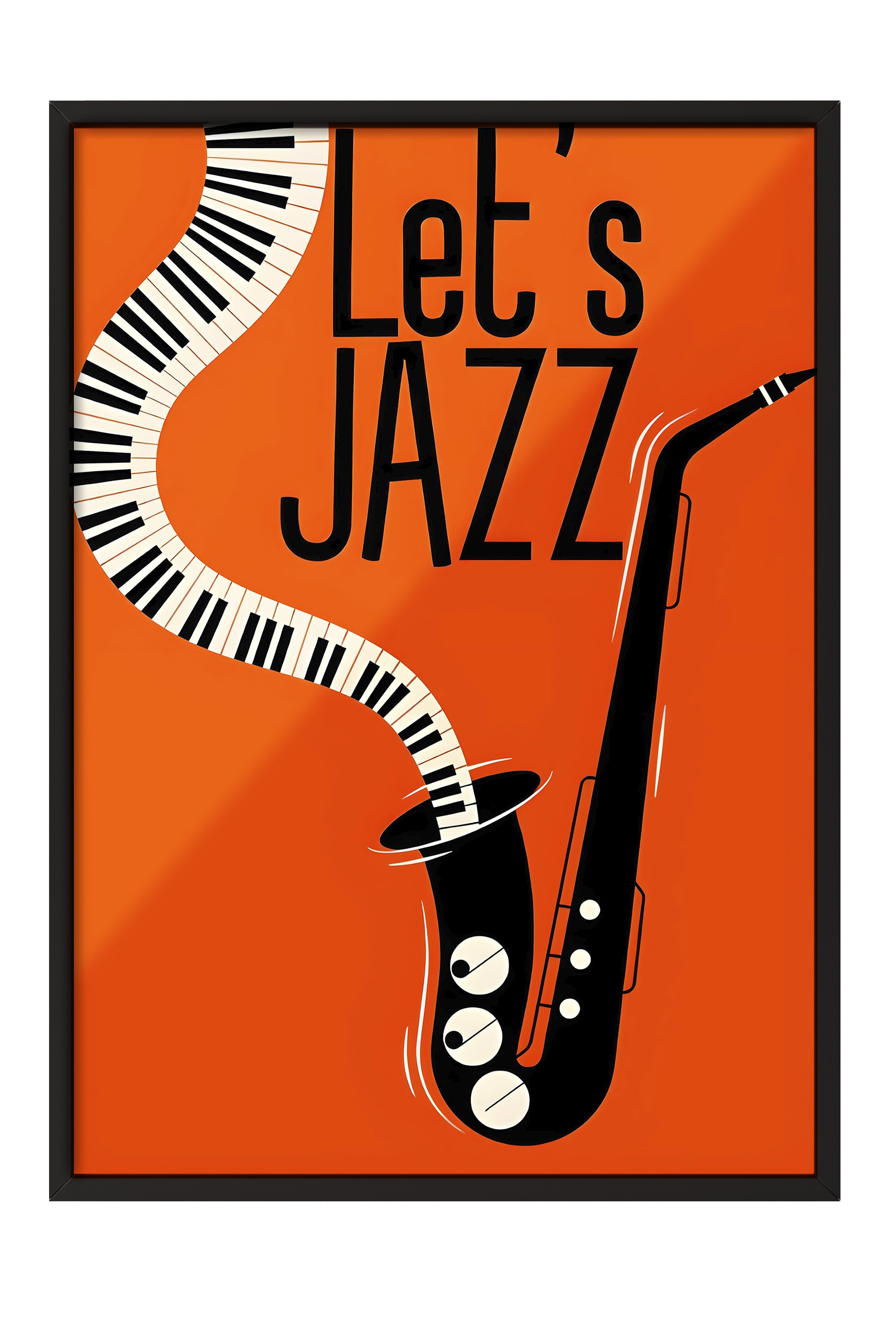 Siyah Çerçeveli Tablo, Let's Jazz - 1, Comfort Serisi Poster ve  Duvar Tablosu, NO:108969