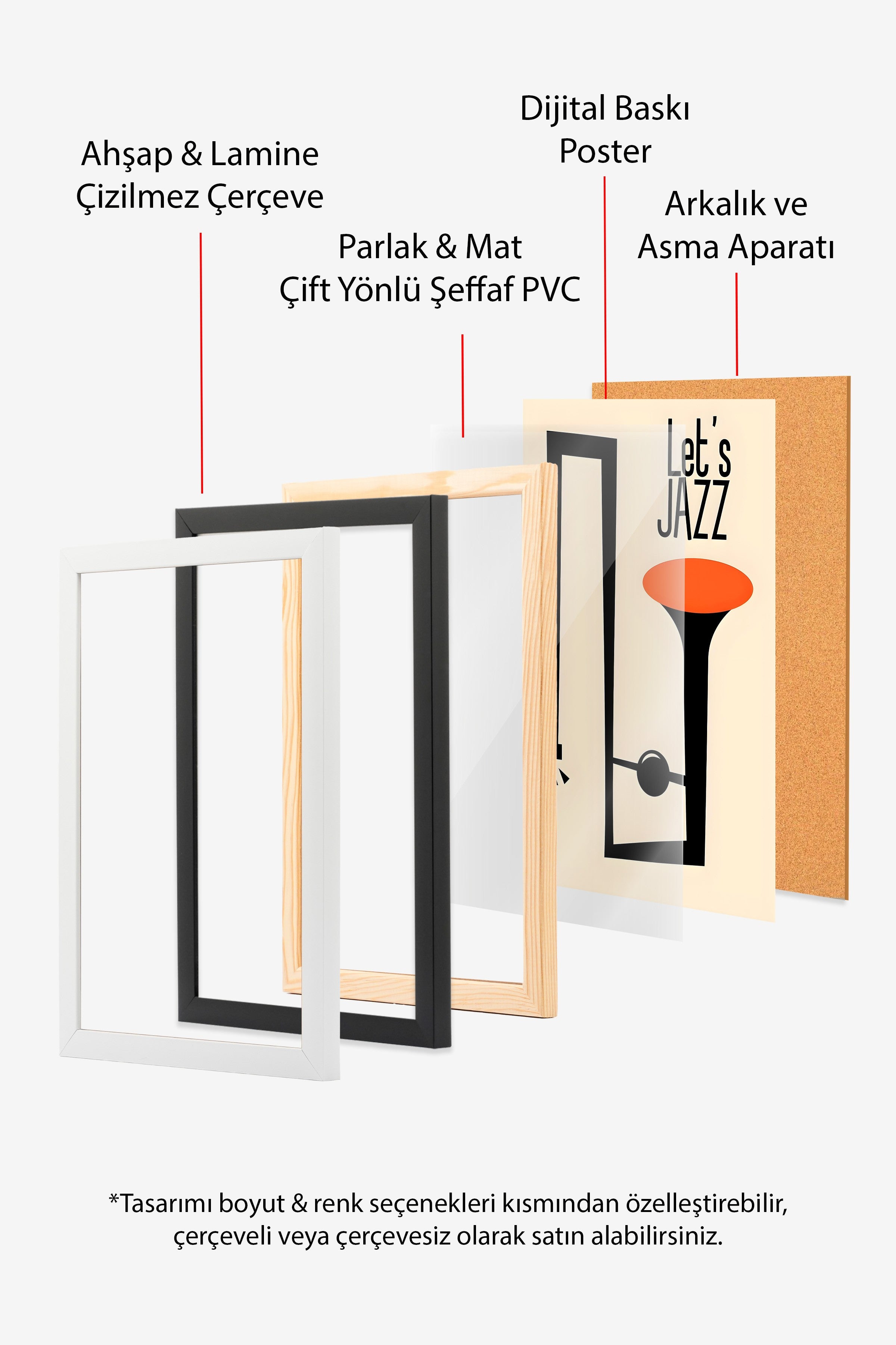 Siyah Çerçeveli Tablo, Let's Jazz - 3, Comfort Serisi Poster ve  Duvar Tablosu, NO:108971
