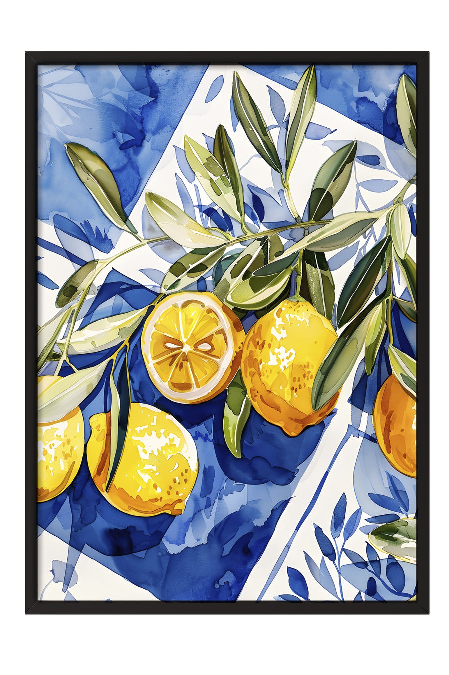 Limon ve Zeytin Dalları Poster Poster – Siyah Çerçeveli Tablo