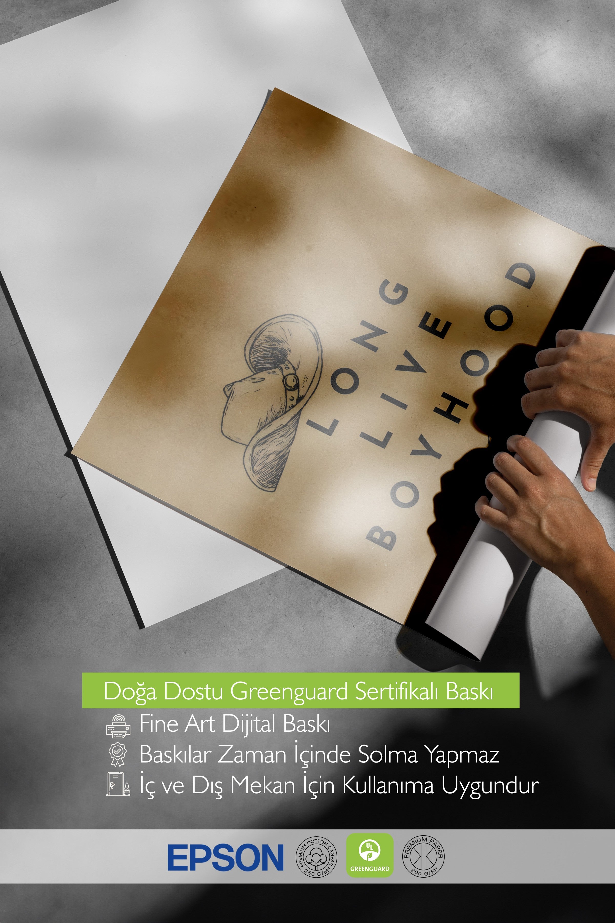 Siyah Çerçeveli Tablo, Long Live Boyhood, Comfort Serisi Poster ve Duvar Tablosu, NO:108958