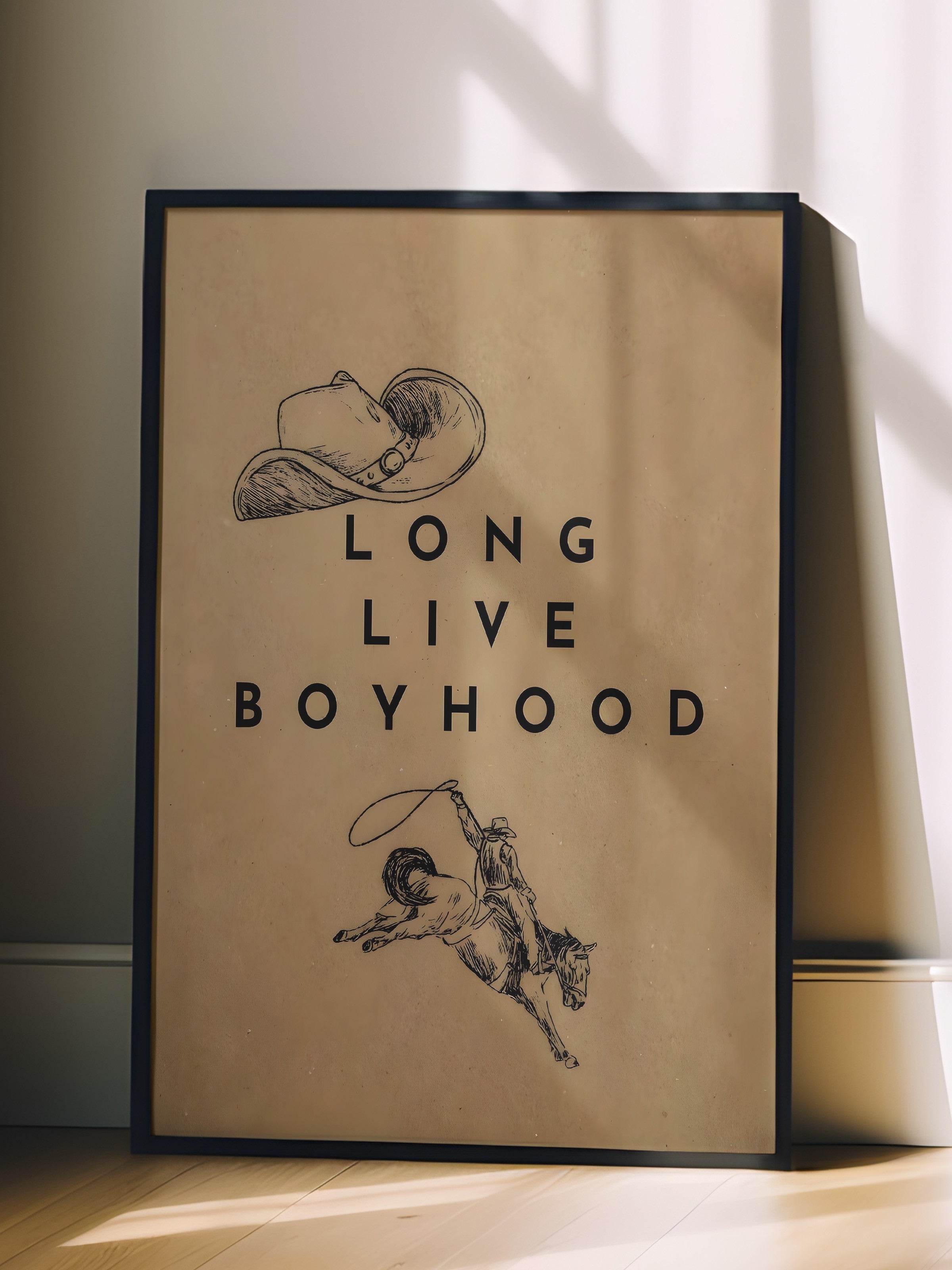 Siyah Çerçeveli Tablo, Long Live Boyhood, Comfort Serisi Poster ve Duvar Tablosu, NO:108958
