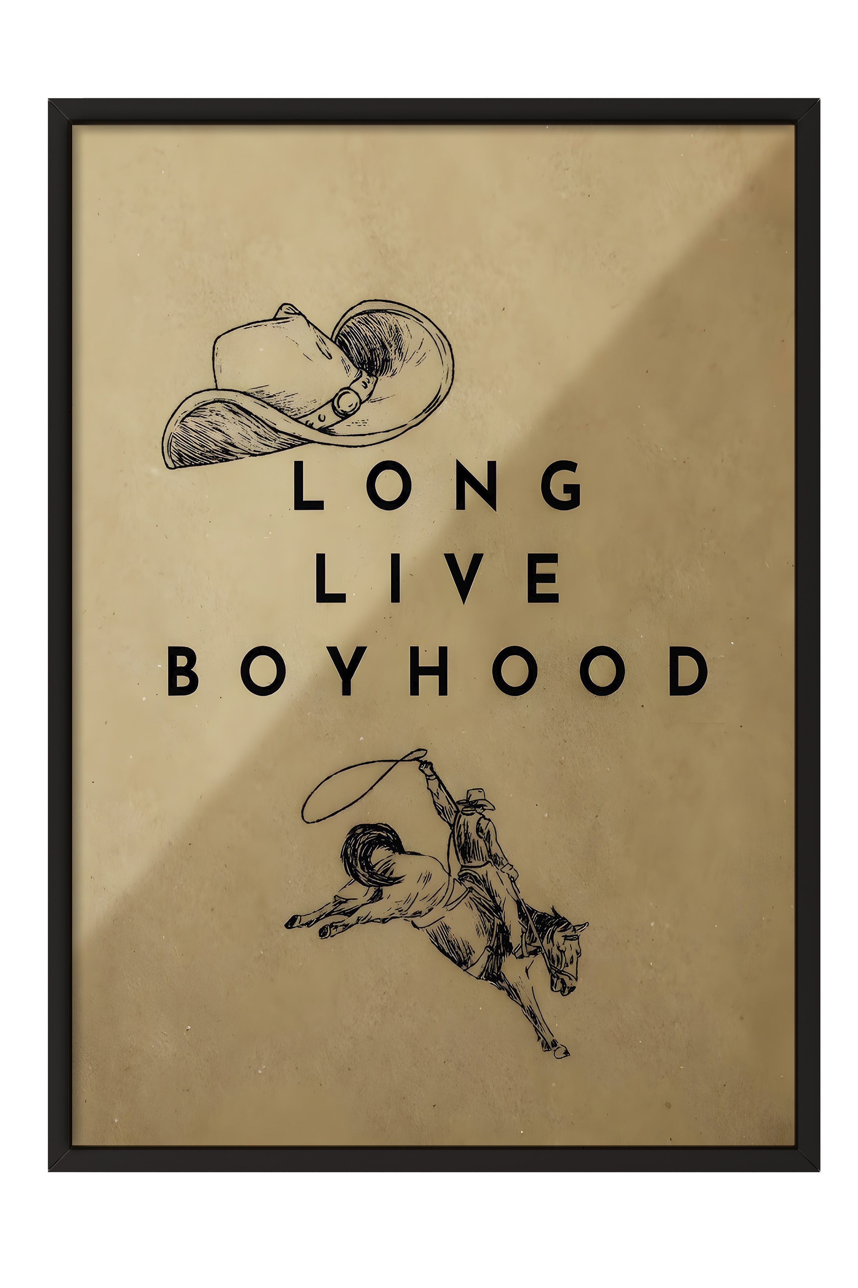 Siyah Çerçeveli Tablo, Long Live Boyhood, Comfort Serisi Poster ve Duvar Tablosu, NO:108958