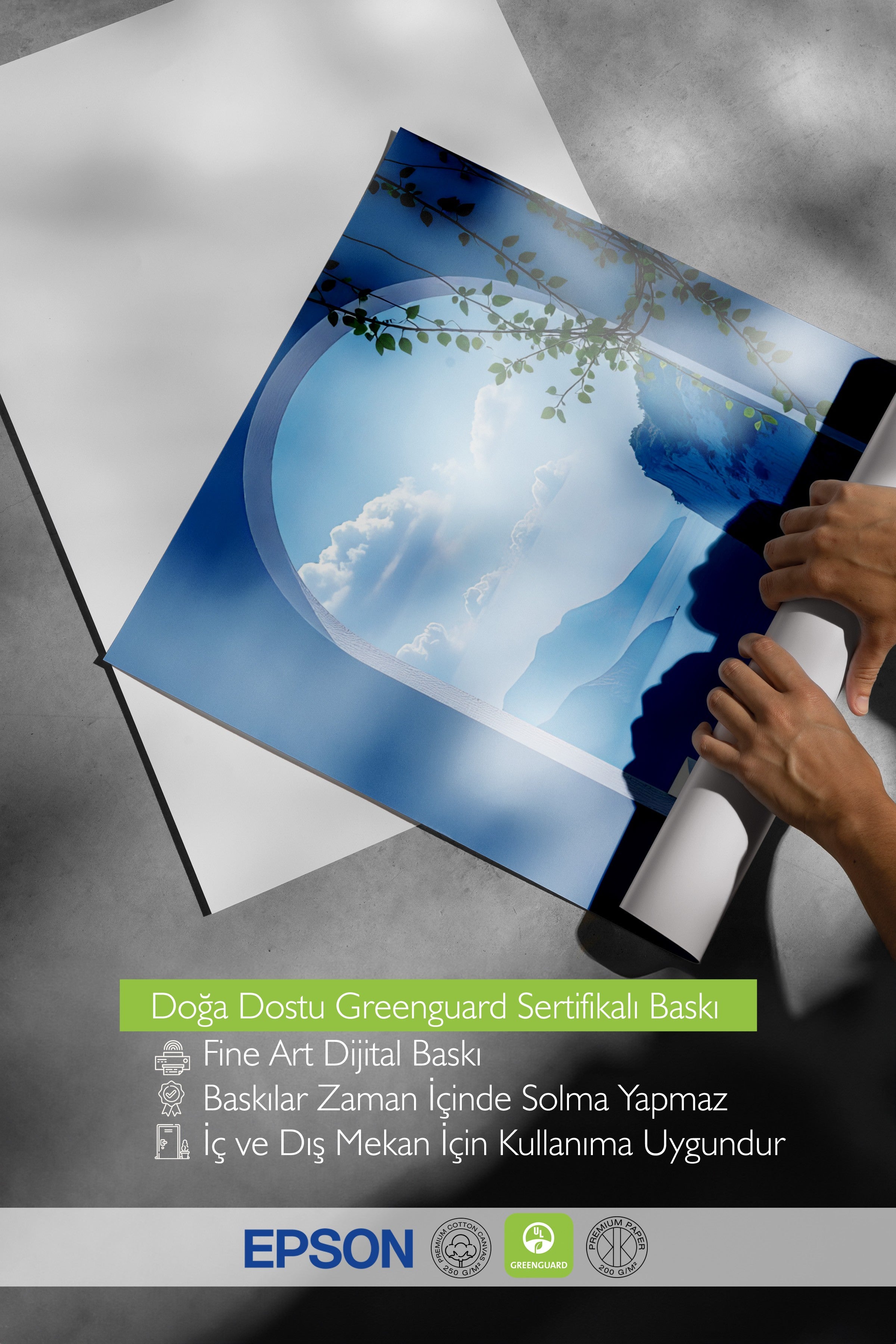 Siyah Çerçeveli Tablo, Mavi Kapı ve Manzara, Fotoğraf, Mavi Renk Poster, 2025 Yaz Seçkisi, NO:109708