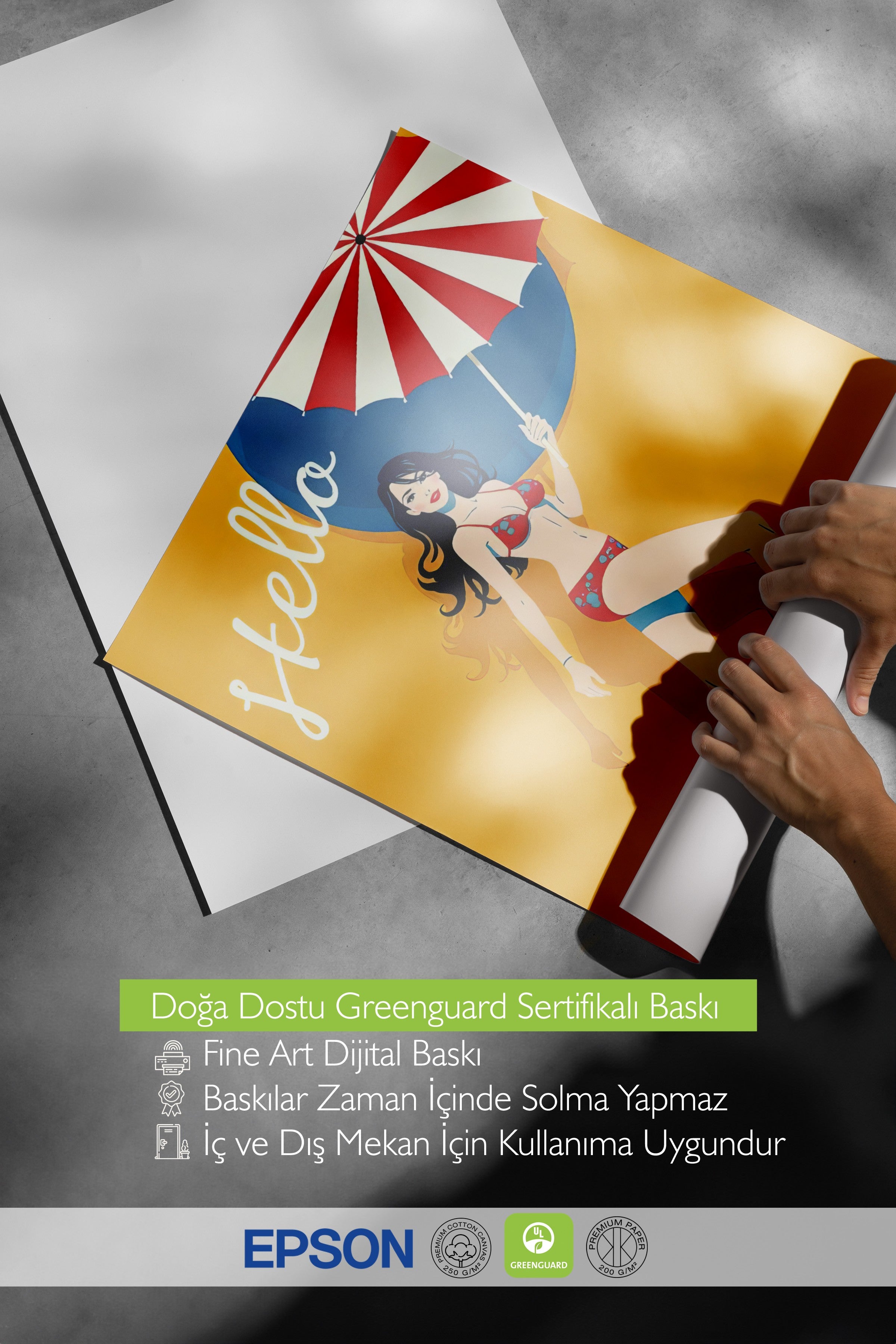 Siyah Çerçeveli Tablo, Merhaba Yaz, İllüstrasyon, Maximalist, Sarı Renk Poster, 2025 Yaz Seçkisi, NO:109760