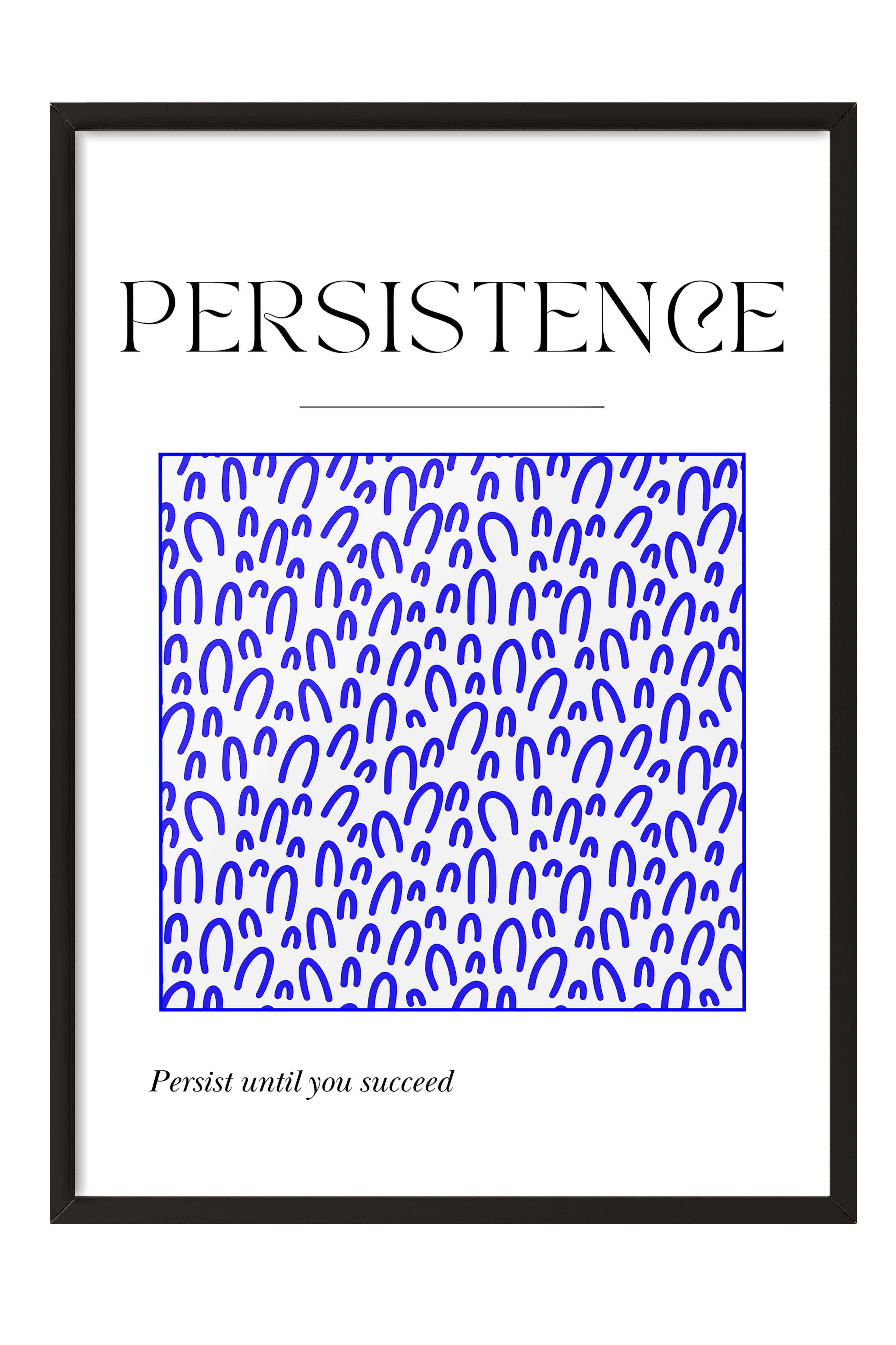 Siyah Çerçeveli Tablo, Metin, Desen, Minimalist, Typography-Based, Beyaz, Mavi Renk Poster, 2025 Yaz Seçkisi, NO:109850