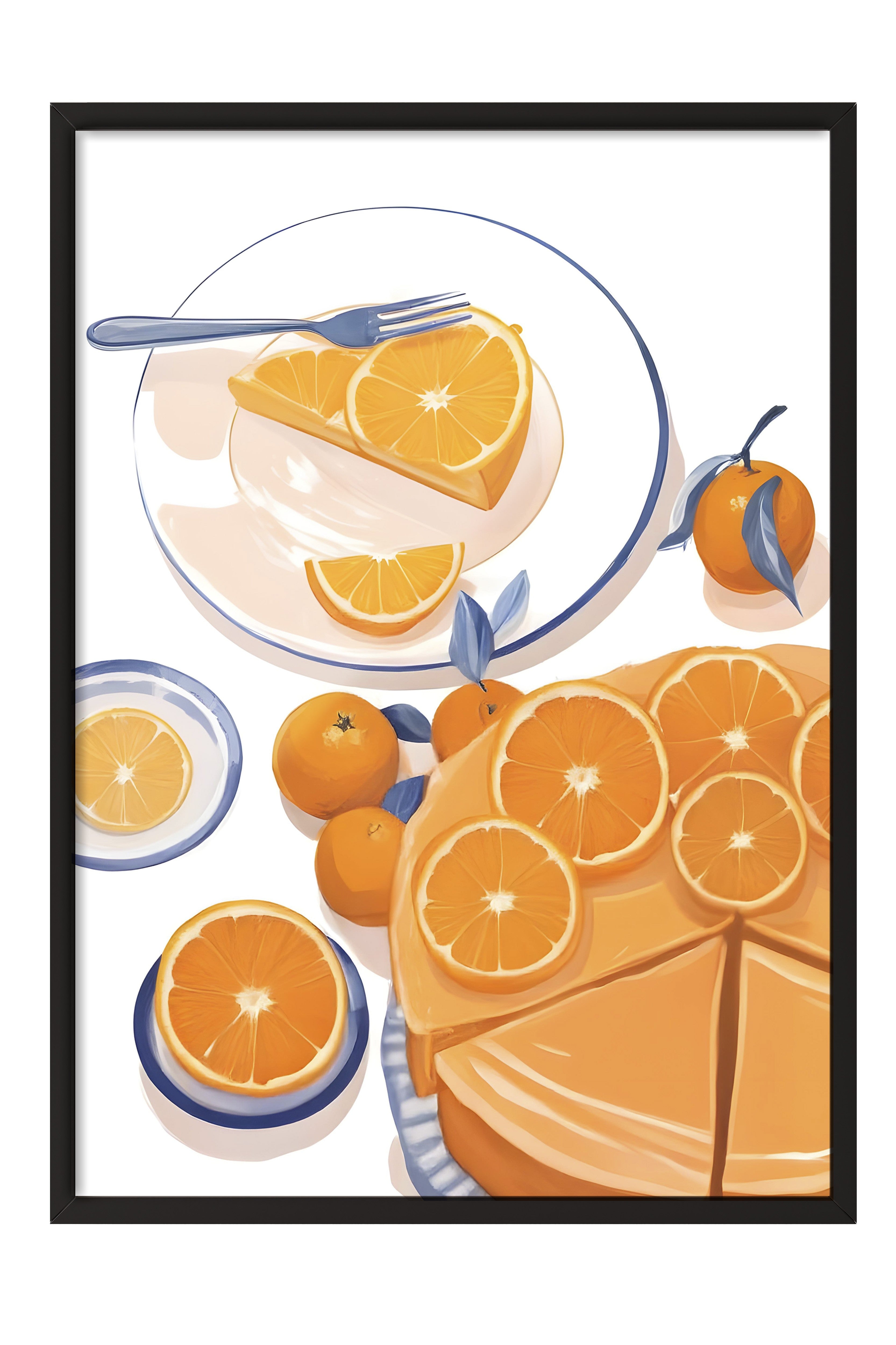 Siyah Çerçeveli Tablo, Orange Slices, Comfort Serisi Mutfak Duvar Tablosu, NO:109130