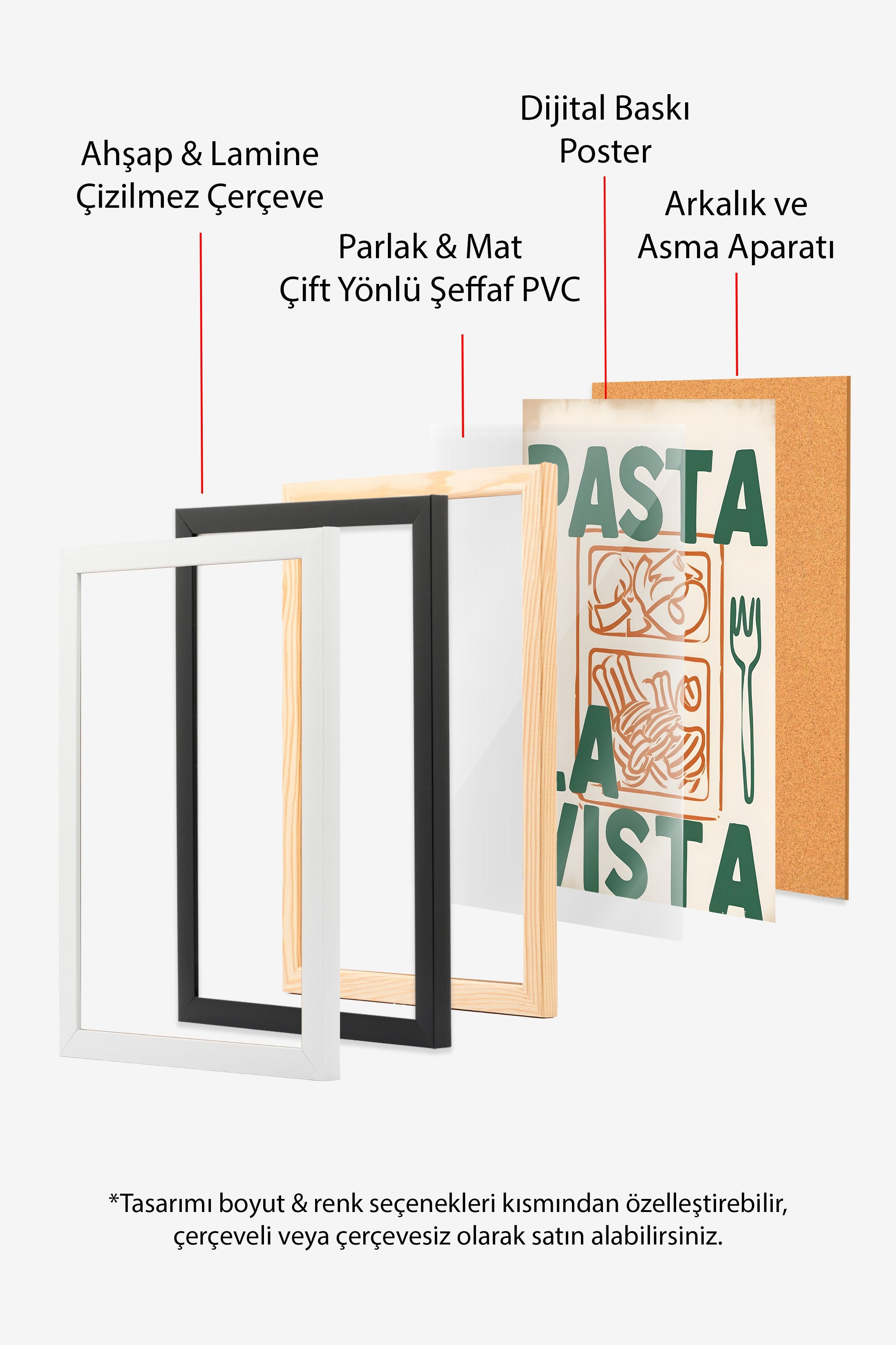 Siyah Çerçeveli Tablo, Pasta La Vista, Comfort Serisi Mutfak Duvar Tablosu, NO:109152