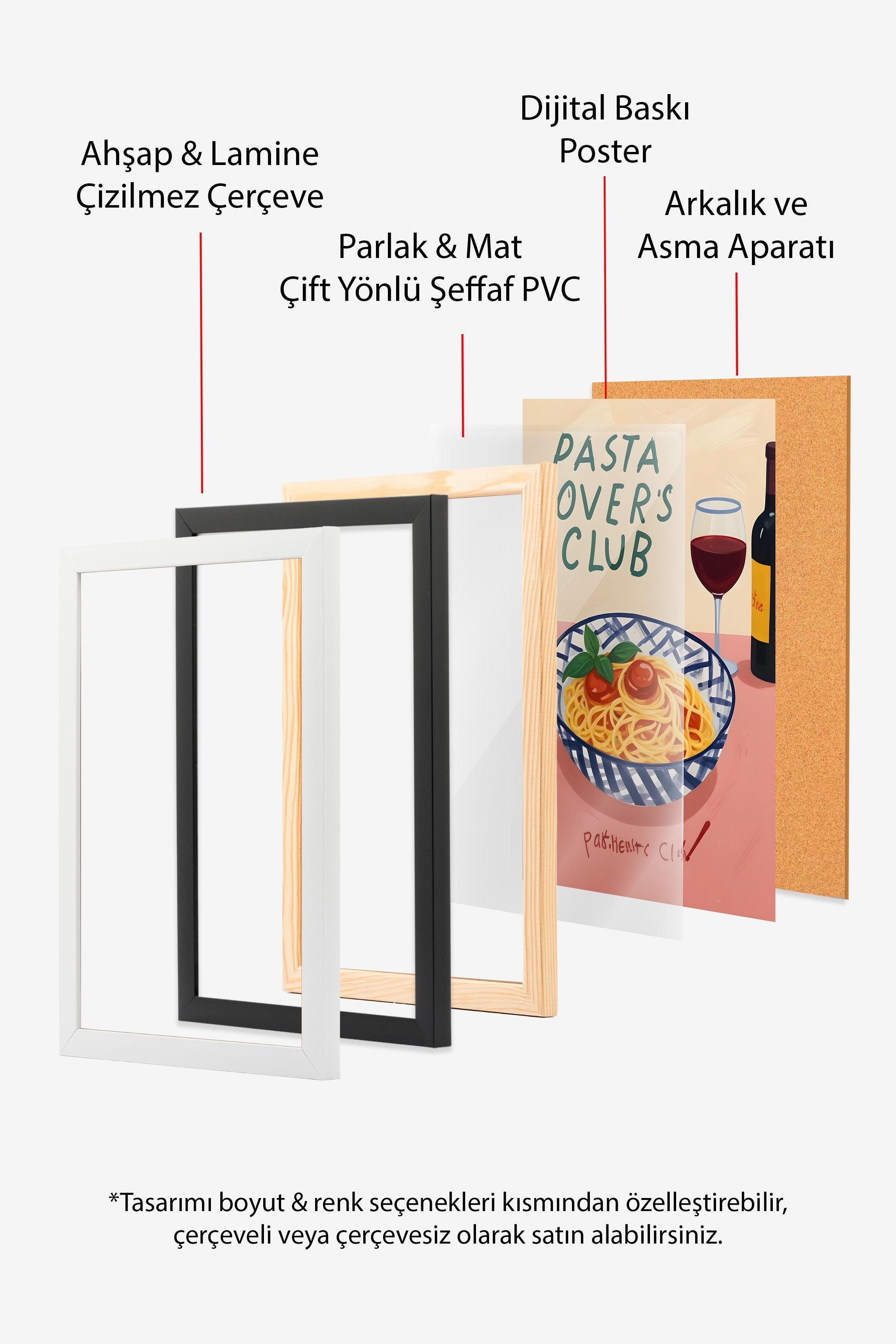 Siyah Çerçeveli Tablo, Pasta Lovers Club, Comfort Serisi Mutfak Duvar Tablosu, NO:109092