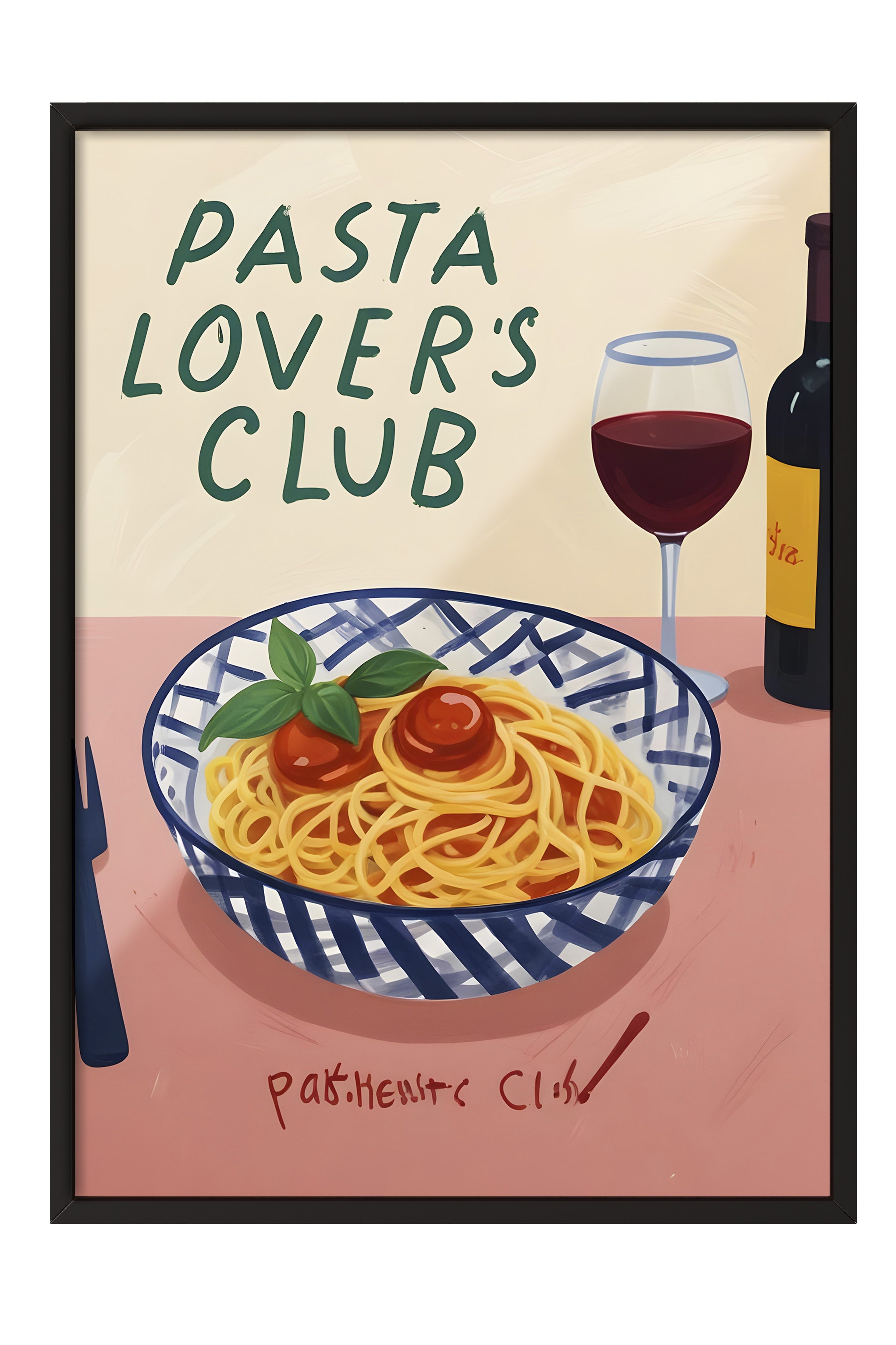 Siyah Çerçeveli Tablo, Pasta Lovers Club, Comfort Serisi Mutfak Duvar Tablosu, NO:109092