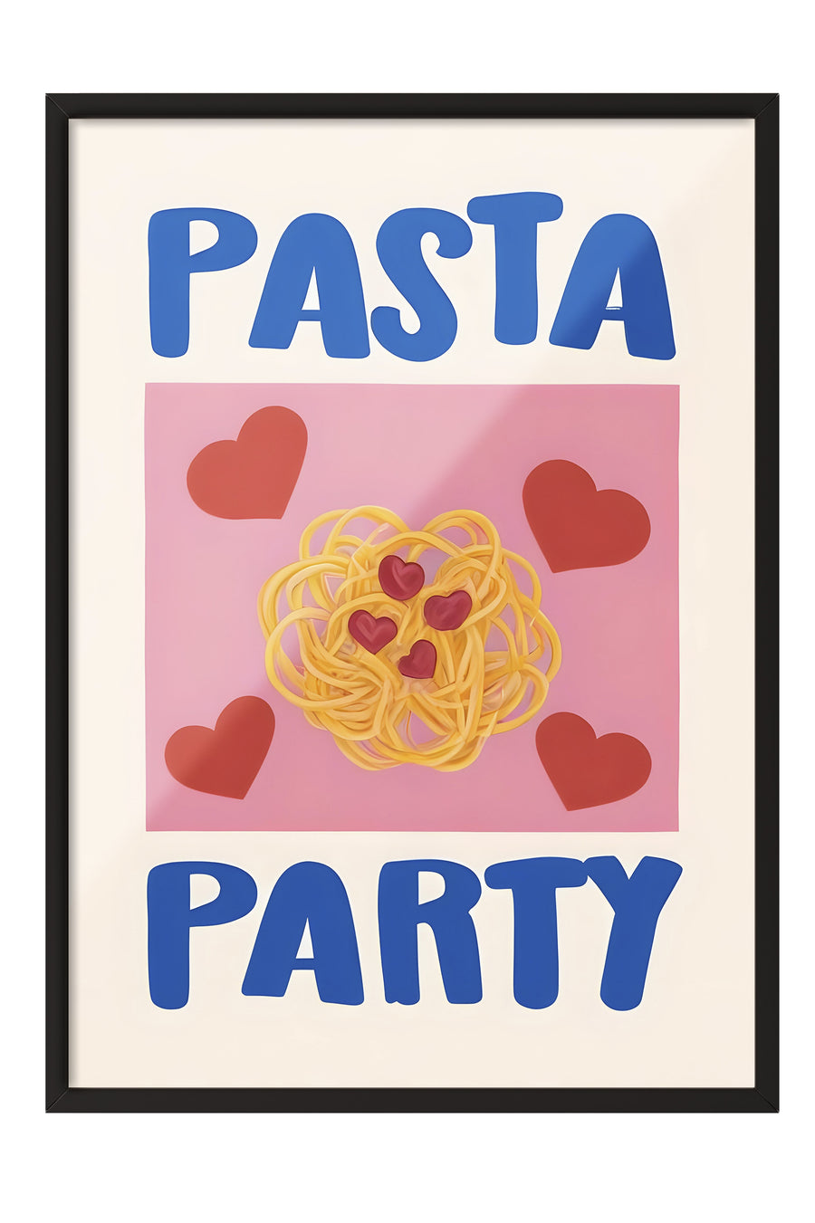 Farklı Tonlarda PASTA PARTY Poster – Siyah Çerçeveli Tablo