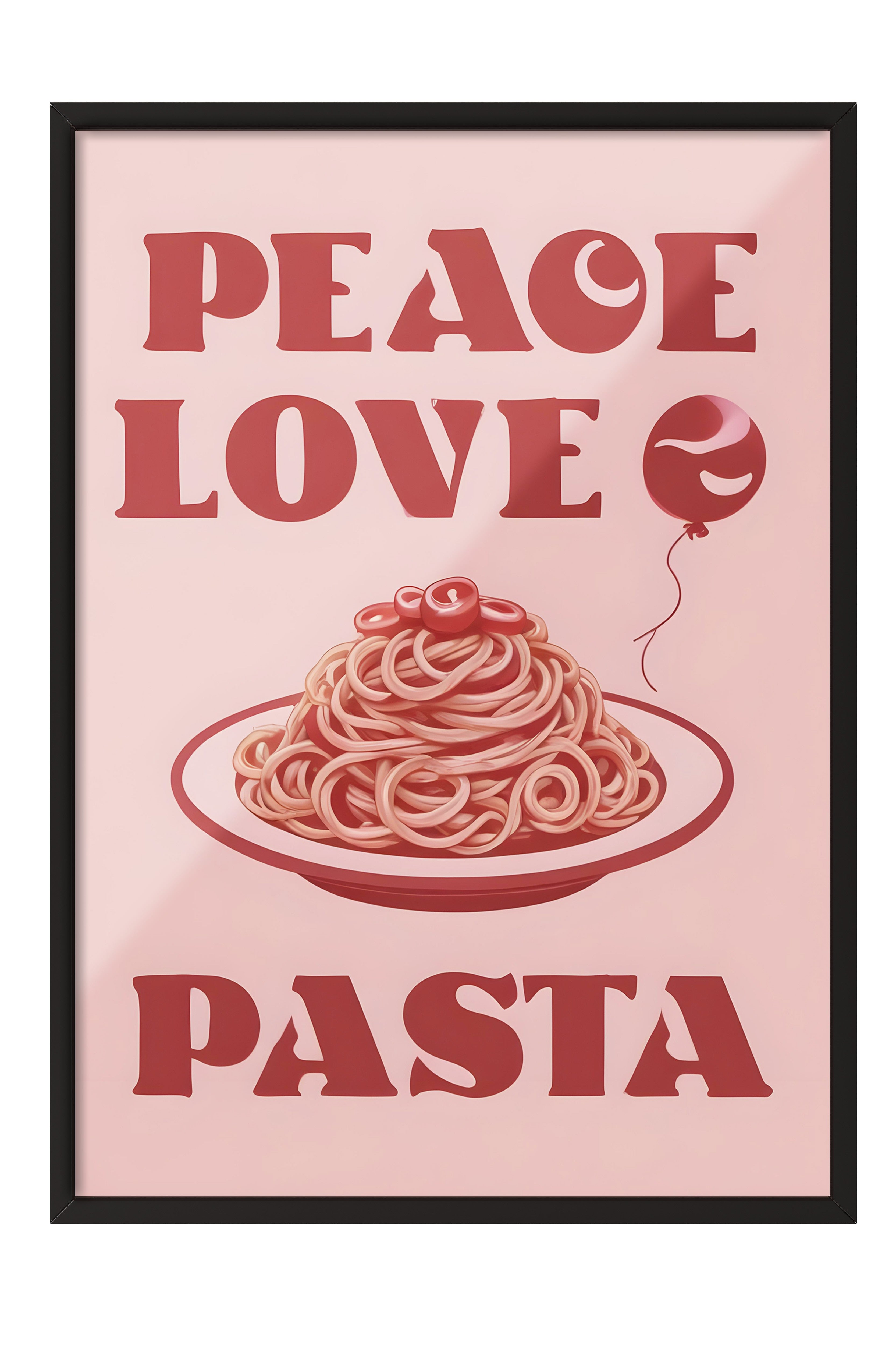Siyah Çerçeveli Tablo, Peace Love Pasta, Comfort Serisi Mutfak Duvar Tablosu, NO:109093