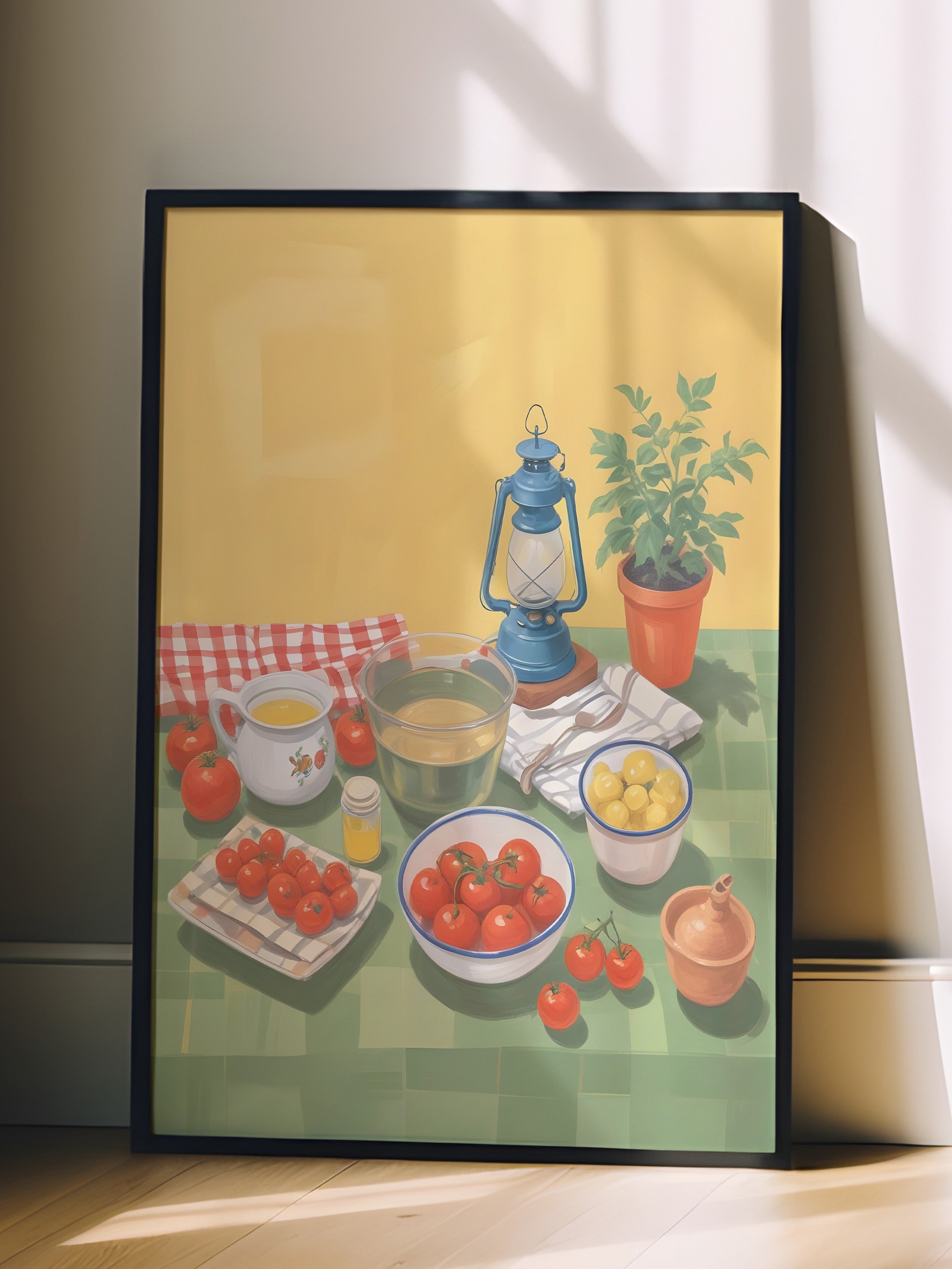 Siyah Çerçeveli Tablo, Picnic, Comfort Serisi Mutfak Duvar Tablosu, NO:109139