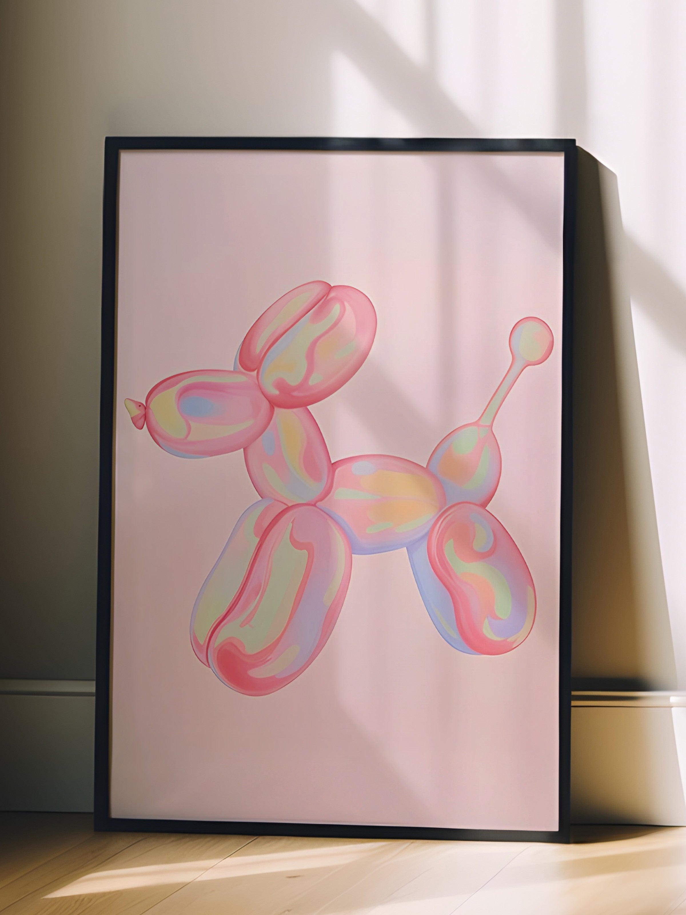 Siyah Çerçeveli Tablo, Pink balloon dog, Comfort Serisi Poster ve Duvar Tablosu, NO:108945