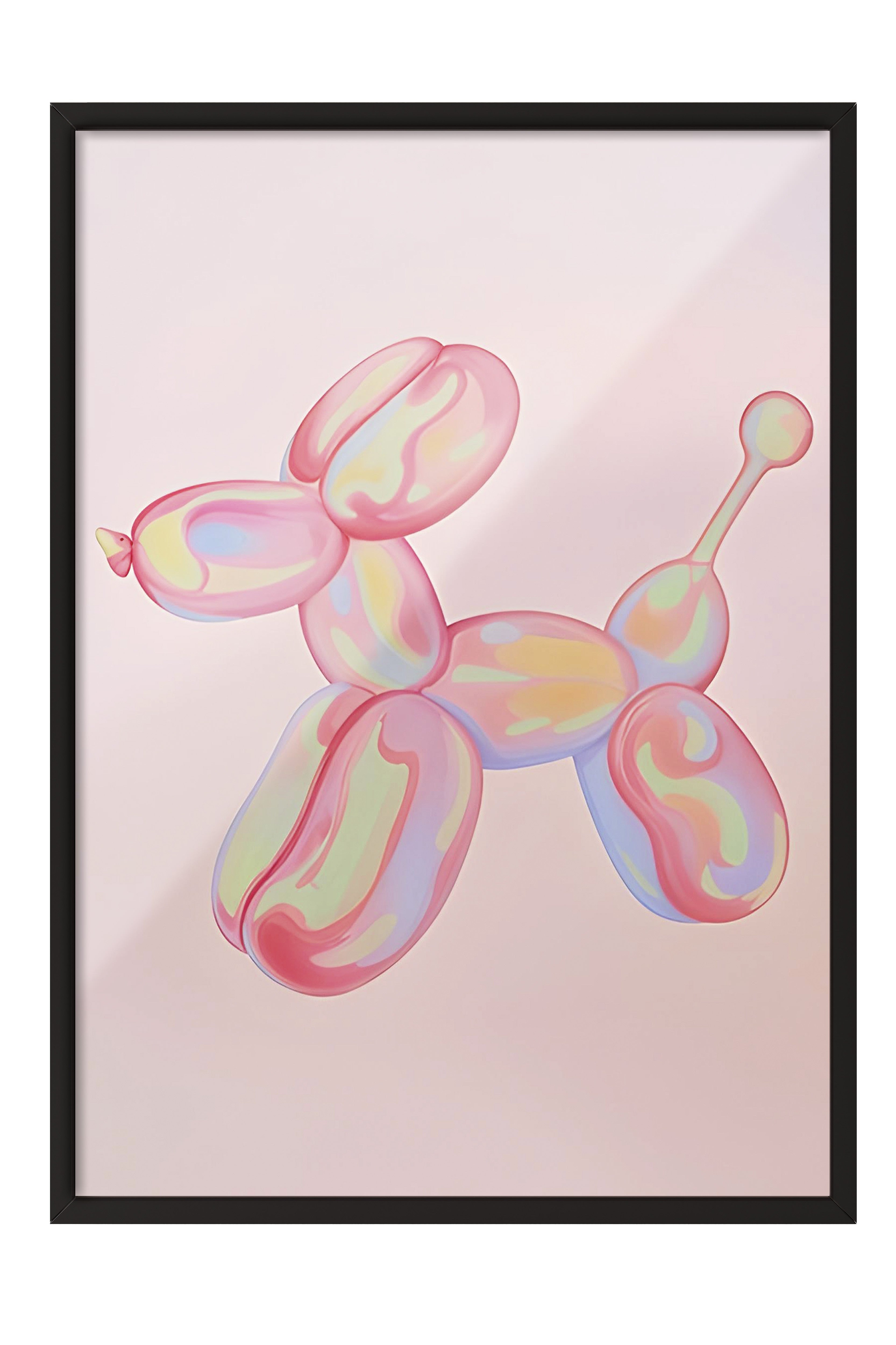Siyah Çerçeveli Tablo, Pink balloon dog, Comfort Serisi Poster ve Duvar Tablosu, NO:108945