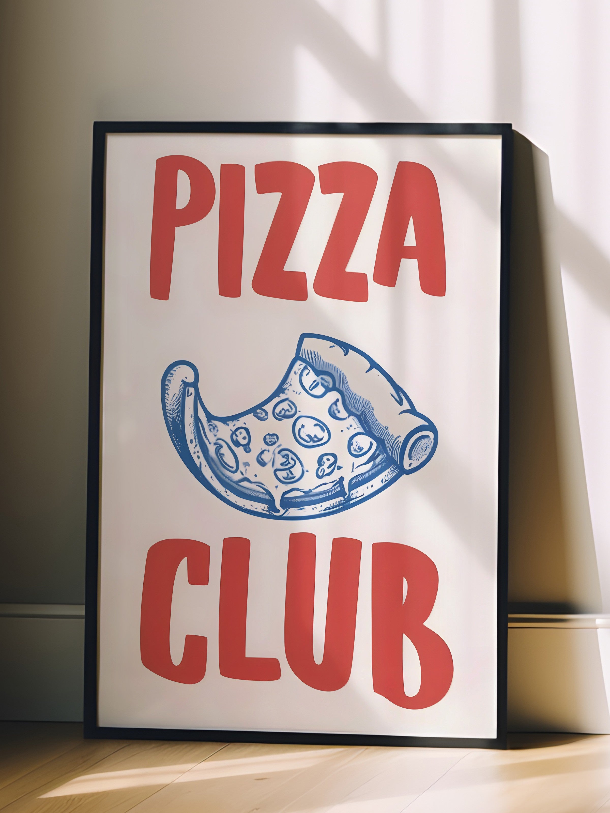 Siyah Çerçeveli Tablo, Pizza Club, Comfort Serisi Mutfak Duvar Tablosu, NO:109071