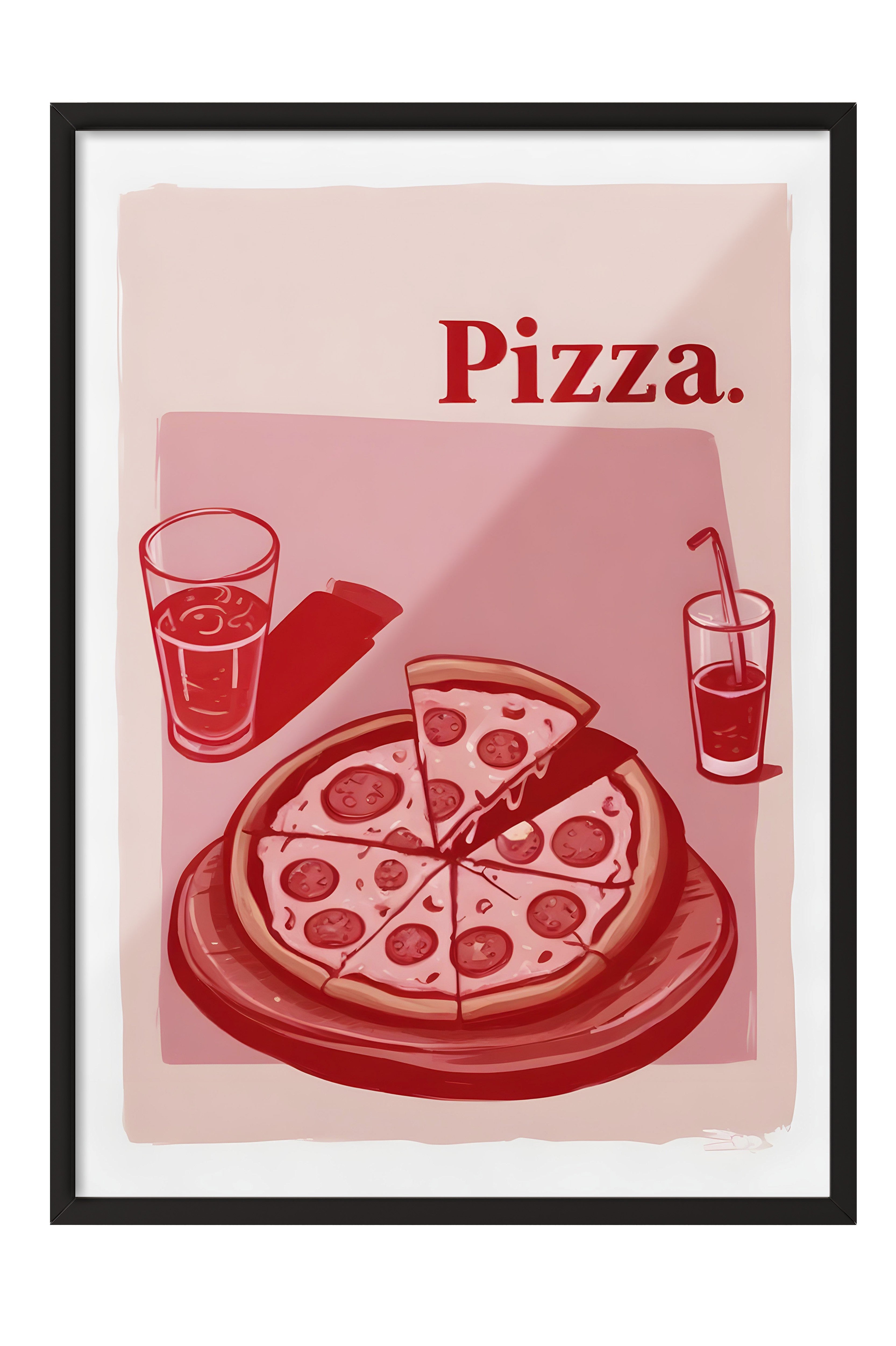 Siyah Çerçeveli Tablo, Pizza., Comfort Serisi Mutfak Duvar Tablosu, NO:109094