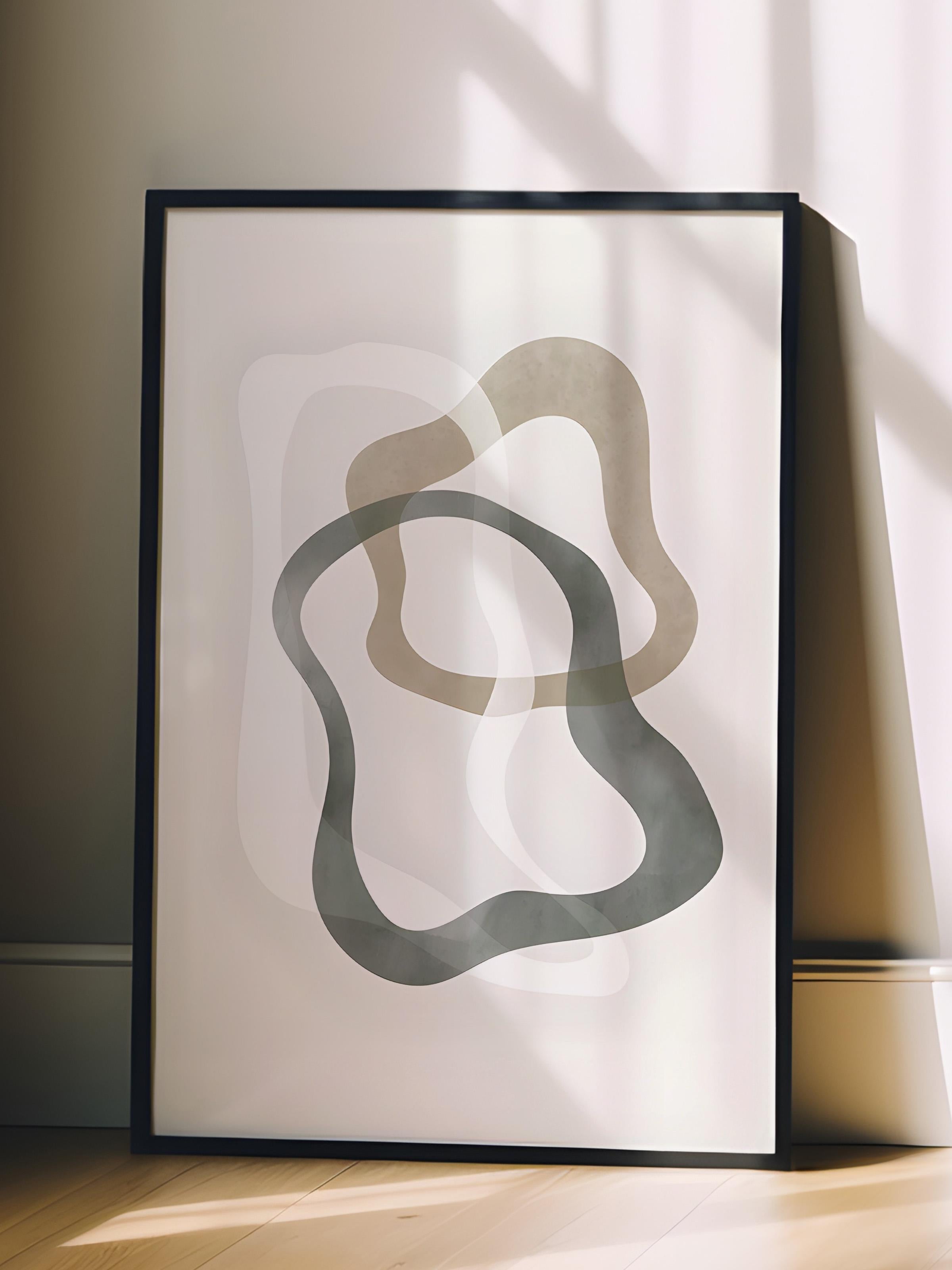 Siyah Çerçeveli Tablo, Poster ve Çerçeve Seti, Abstract Green Shapes No2 Comfort Serisi NO:108591