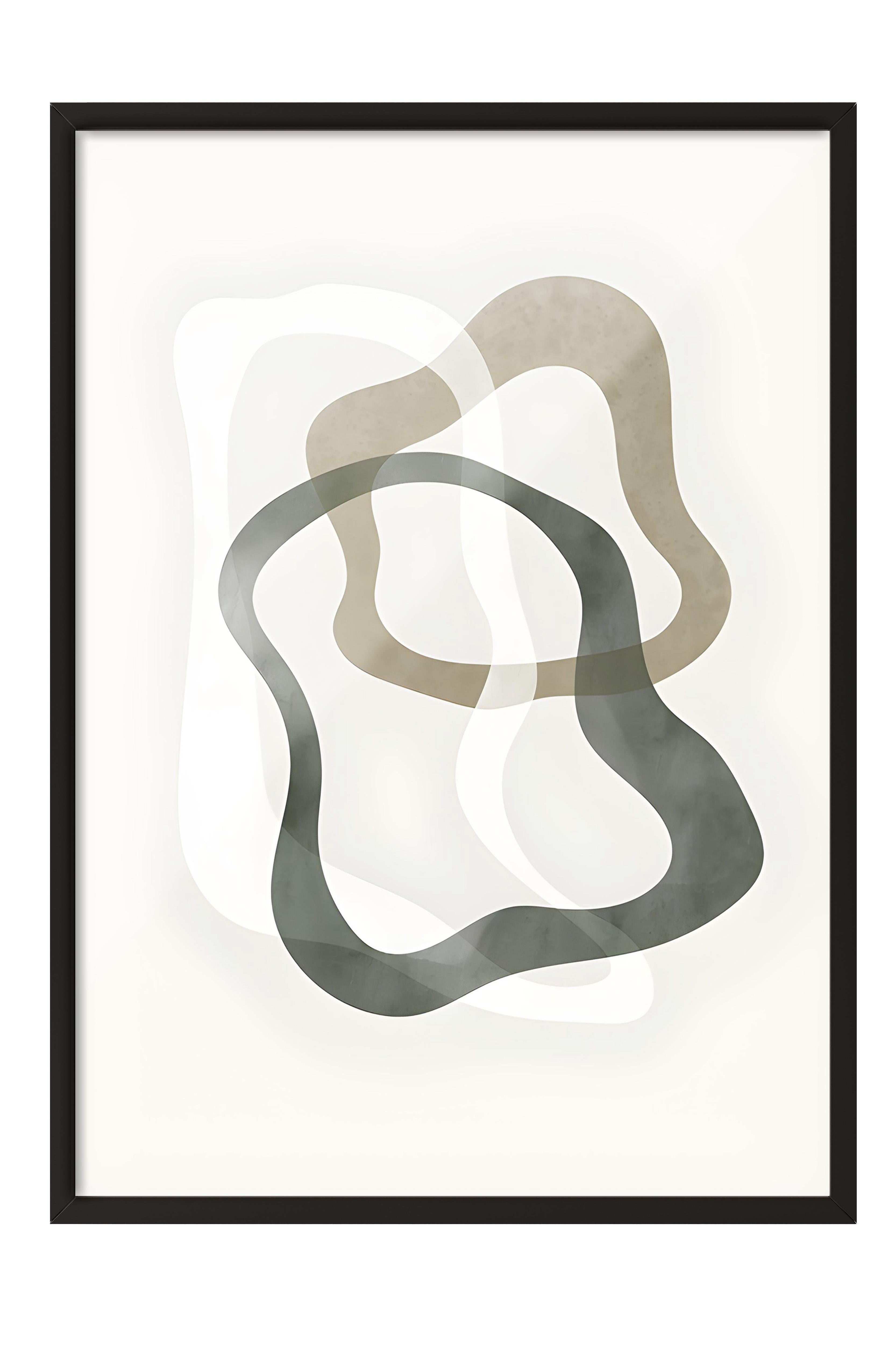 Siyah Çerçeveli Tablo, Poster ve Çerçeve Seti, Abstract Green Shapes No2 Comfort Serisi NO:108591