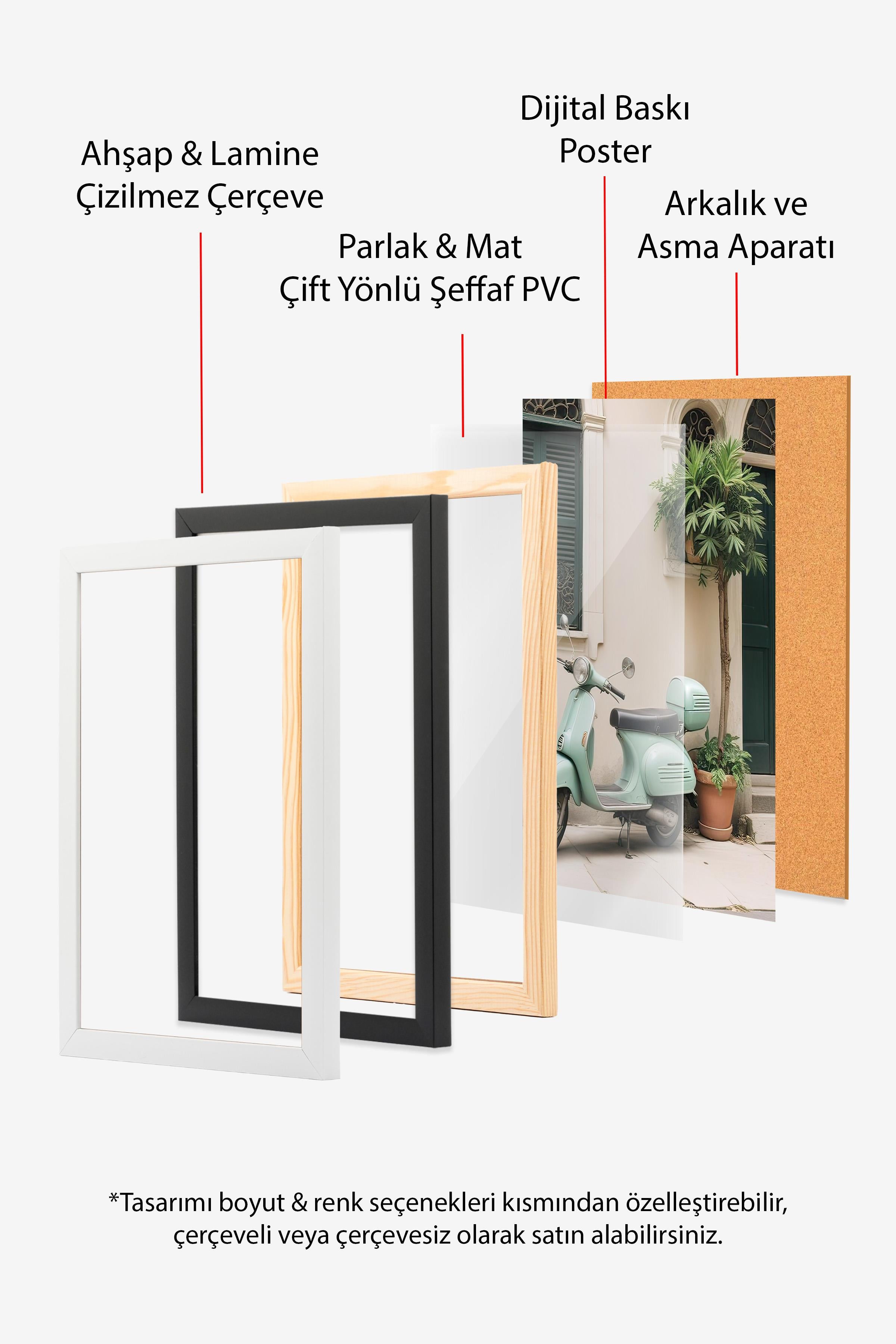 Siyah Çerçeveli Tablo, Poster ve Çerçeve Seti, Asymmetrical Shapes No1 Comfort Serisi NO:108610