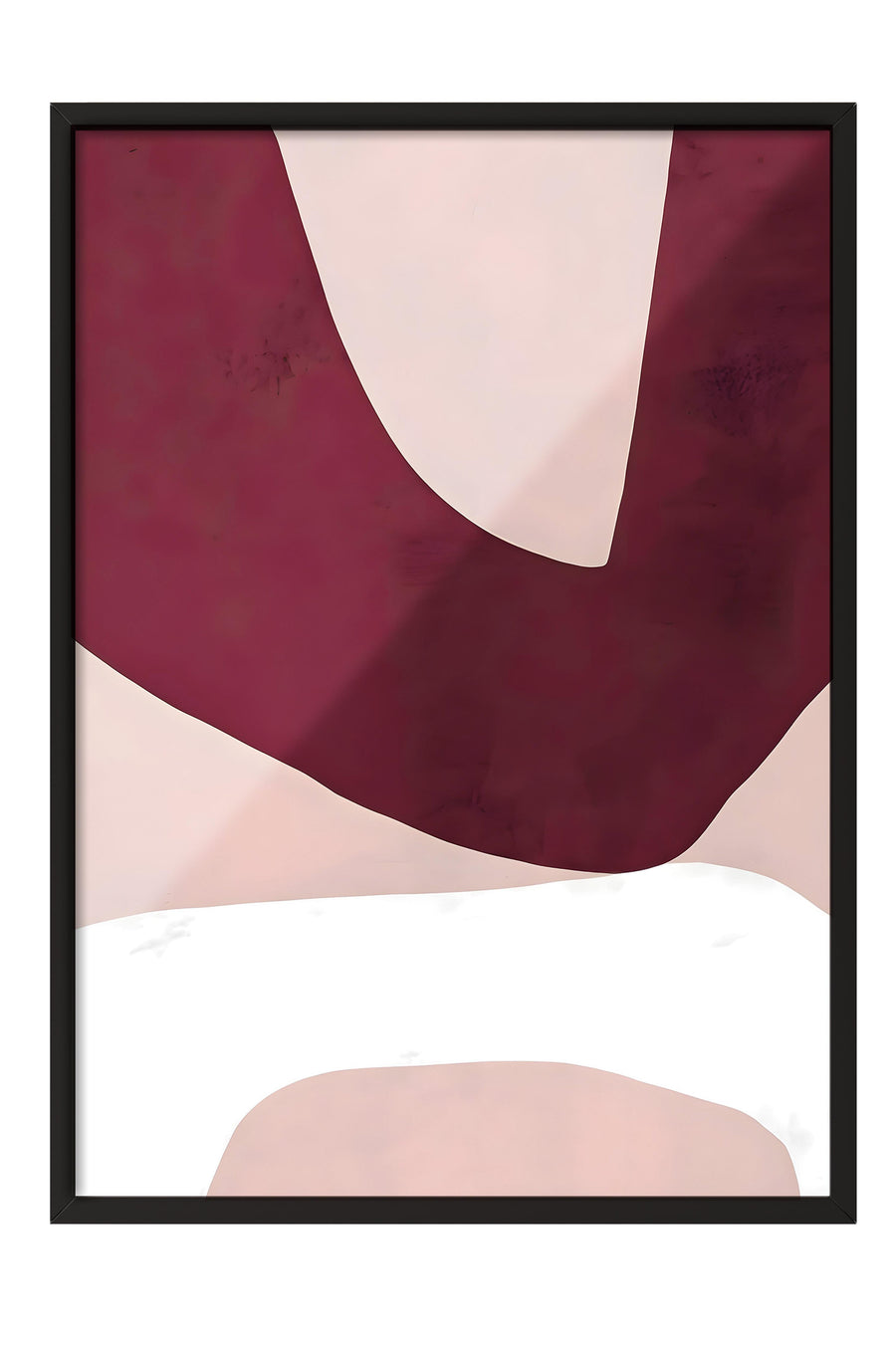 Bordo Pembe Soyut Formlar Minimalist Poster – Siyah Çerçeveli Tablo