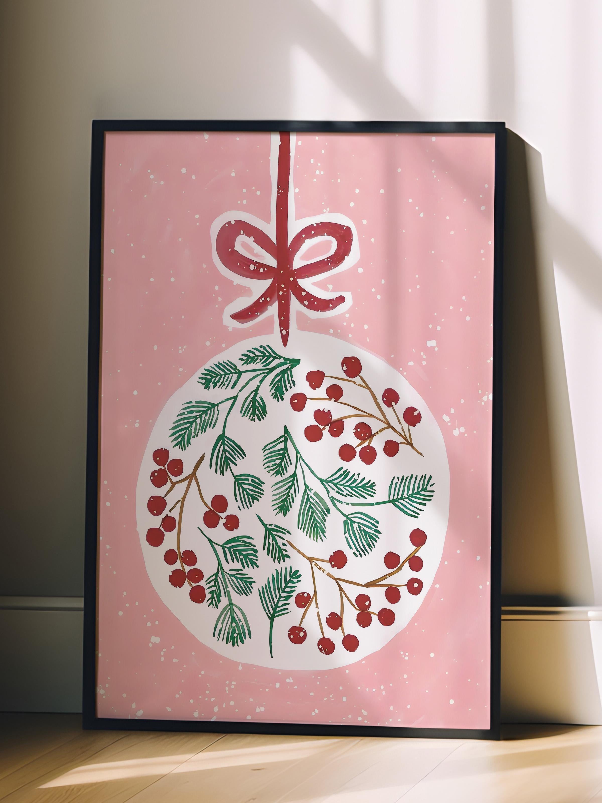 Siyah Çerçeveli Tablo, Çerçeveli Yılbaşı Poster, Yılbaşı Dekoru,Ball of Joy Comfort Serisi NO:108675