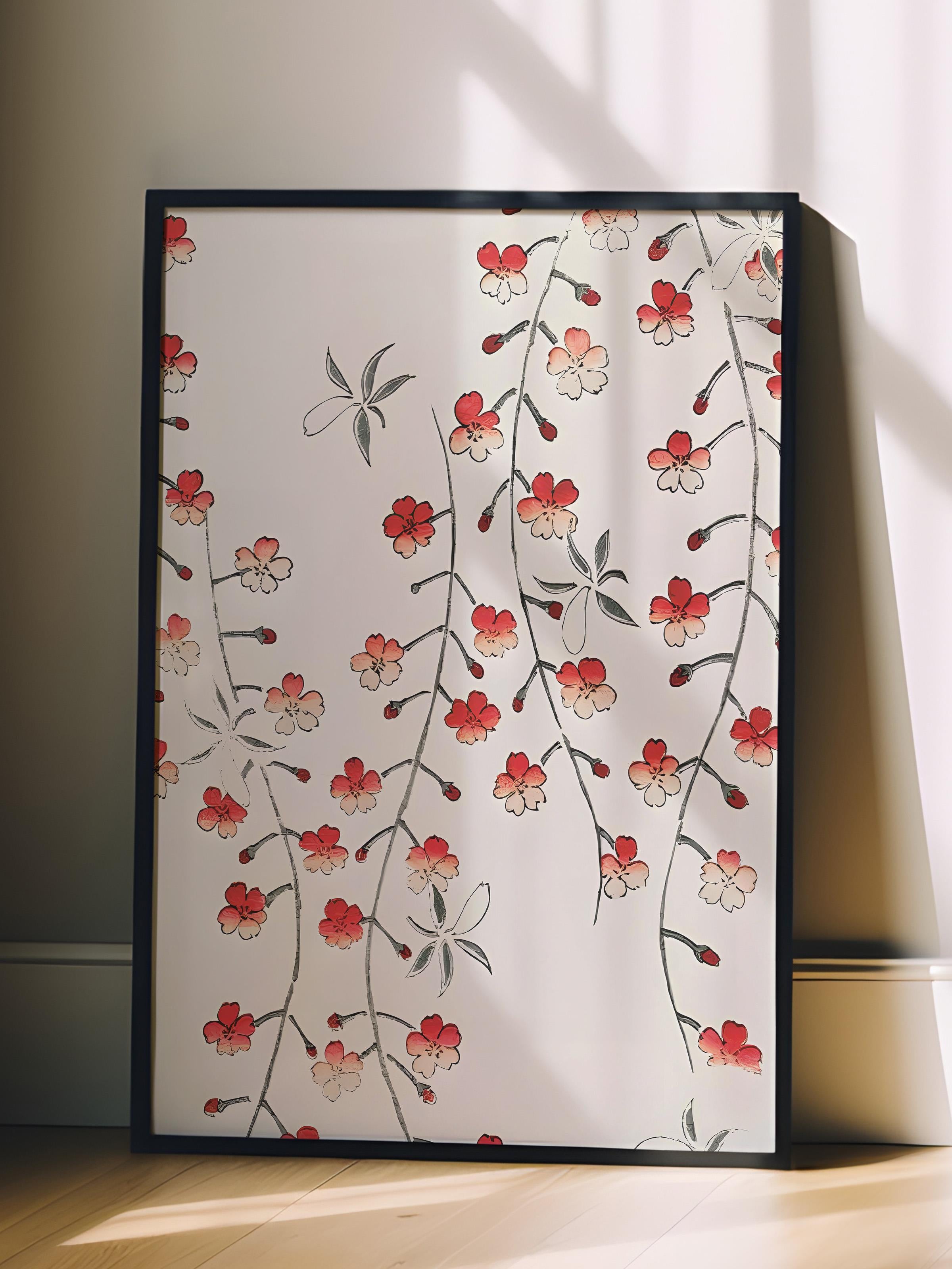 Siyah Çerçeveli Tablo, Poster ve Çerçeve Seti, Bijutsu Sekai - Cherry Blossom Comfort Serisi NO:108700