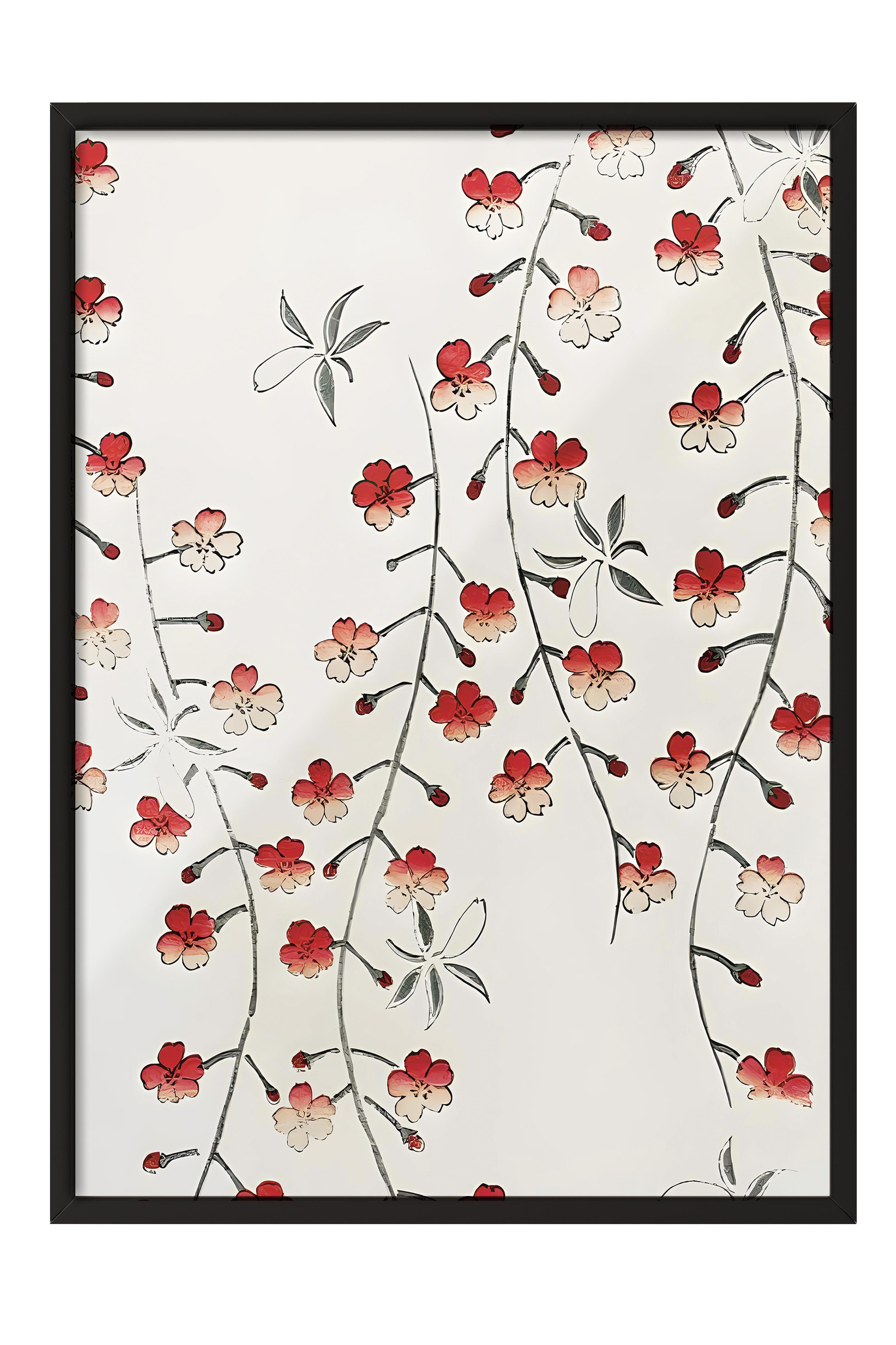 Siyah Çerçeveli Tablo, Poster ve Çerçeve Seti, Bijutsu Sekai - Cherry Blossom Comfort Serisi NO:108700