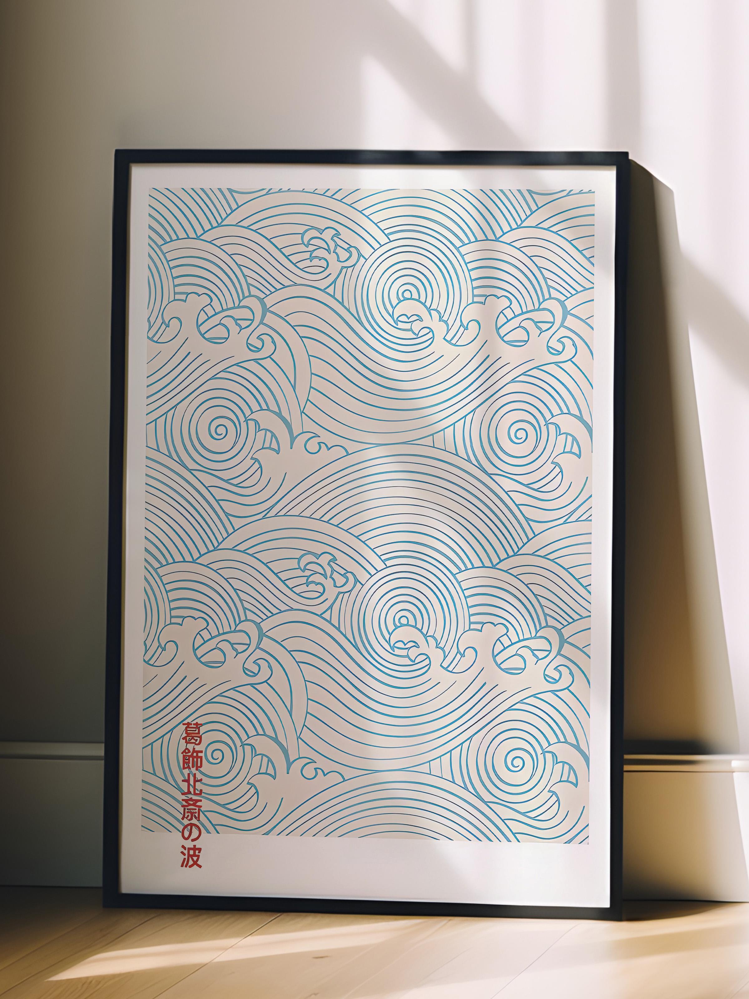 Siyah Çerçeveli Tablo, Poster ve Çerçeve Seti, Blue Waves Comfort Serisi NO:108709