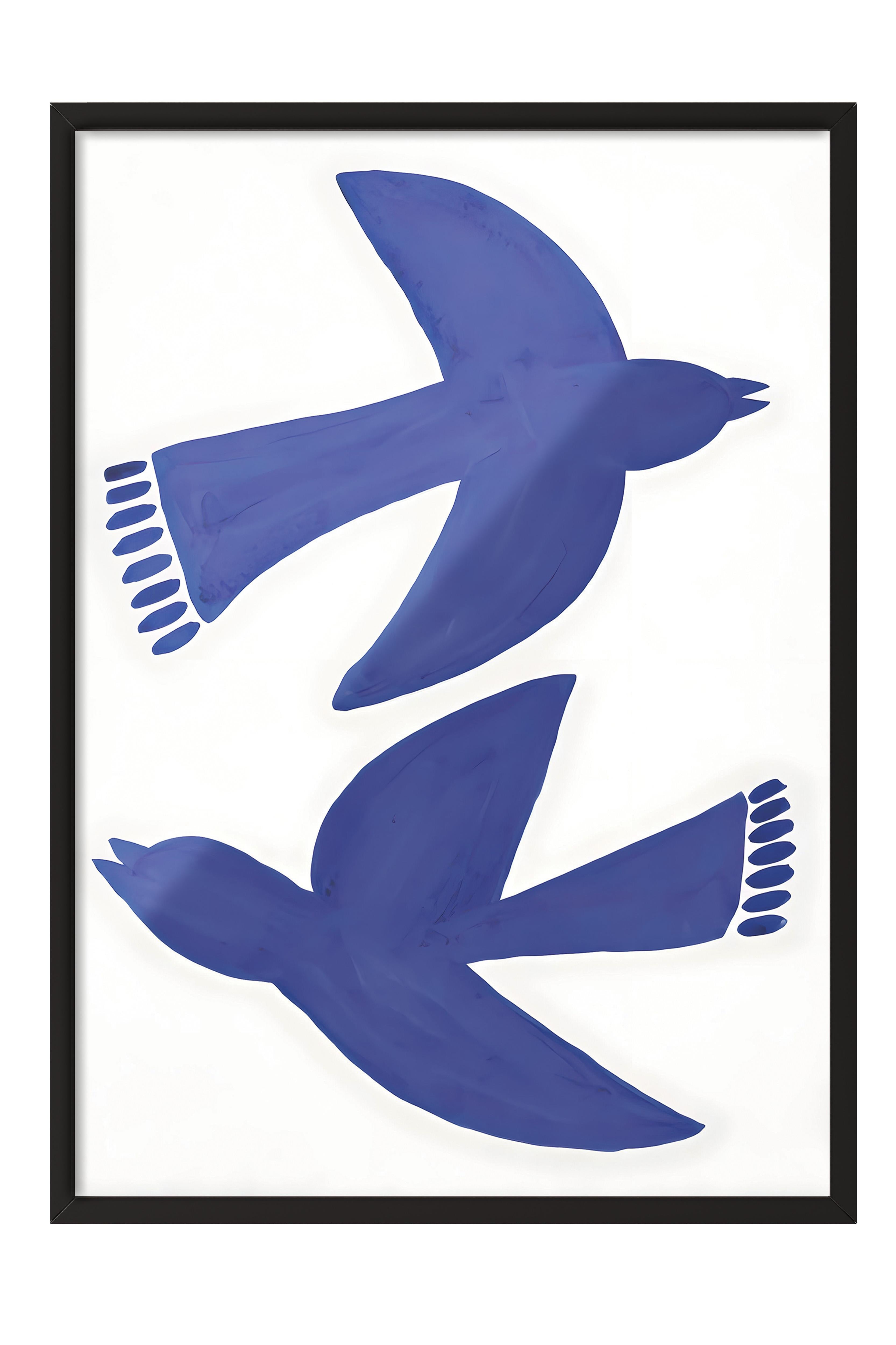 Siyah Çerçeveli Tablo, Poster ve Çerçeve Seti, Bluebirds Fly Comfort Serisi NO:108602