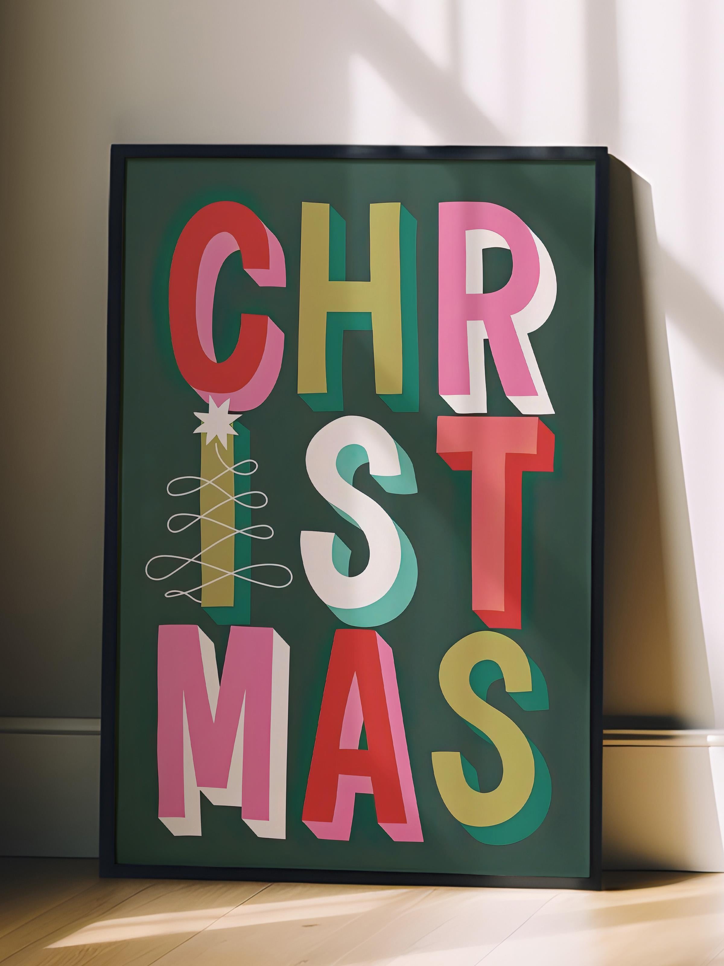 Siyah Çerçeveli Tablo, Yılbaşı Poster, Yılbaşı Dekoru,Bold Christmas Comfort Serisi NO:108663