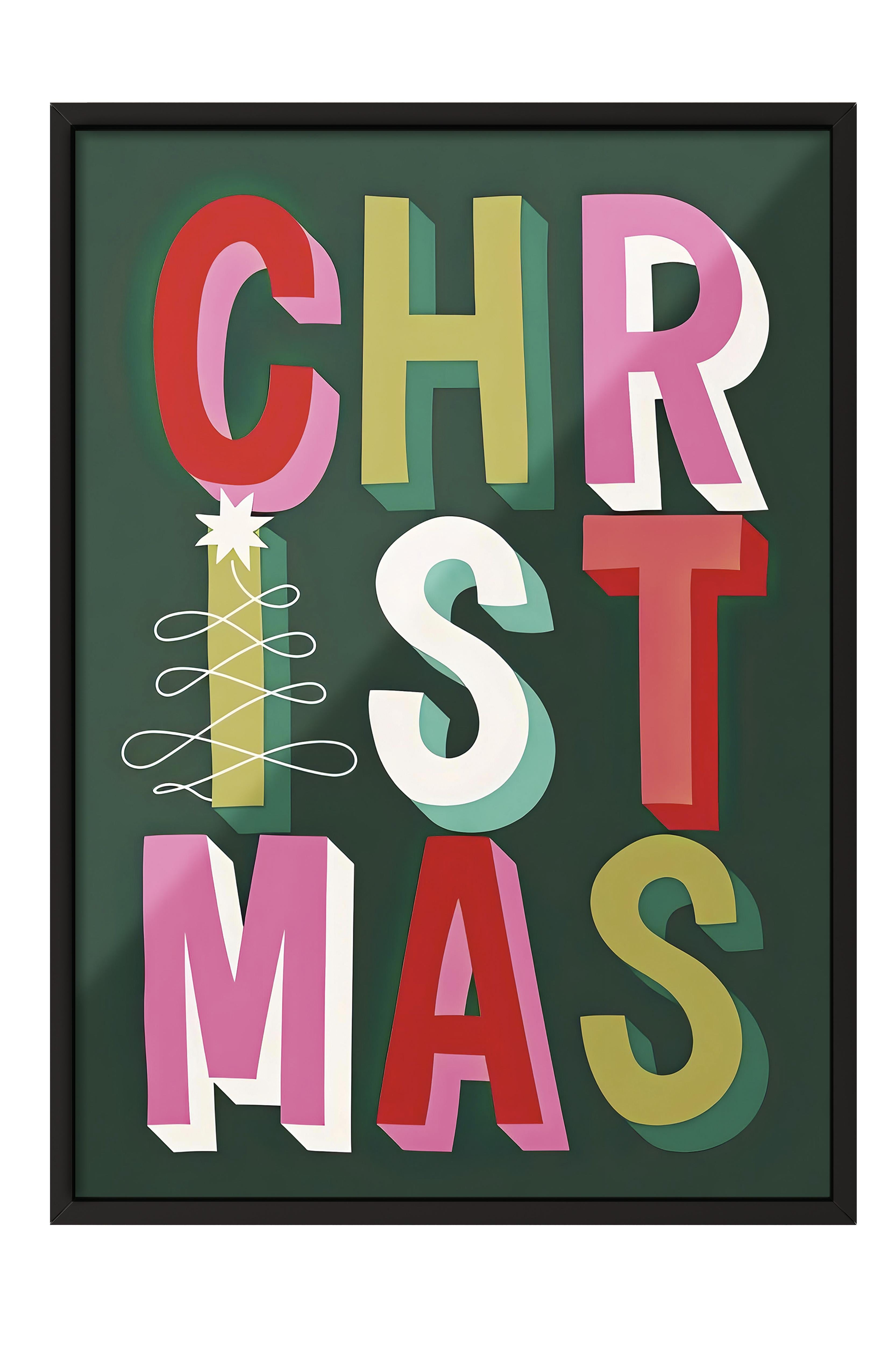 Siyah Çerçeveli Tablo, Yılbaşı Poster, Yılbaşı Dekoru,Bold Christmas Comfort Serisi NO:108663
