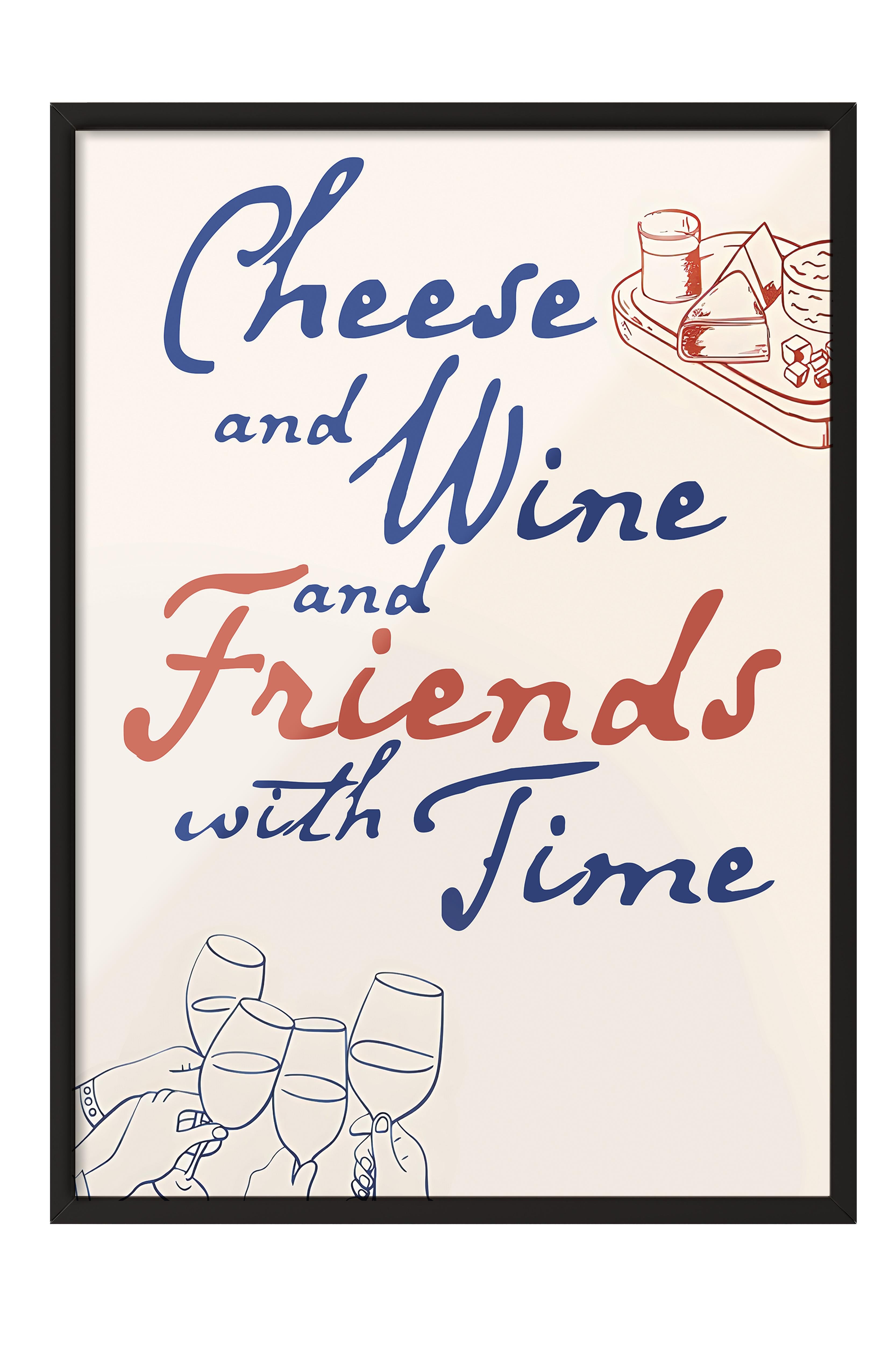 Siyah Çerçeveli Tablo, Poster ve Çerçeve Seti, Cheese And Wine Comfort Serisi NO:108702
