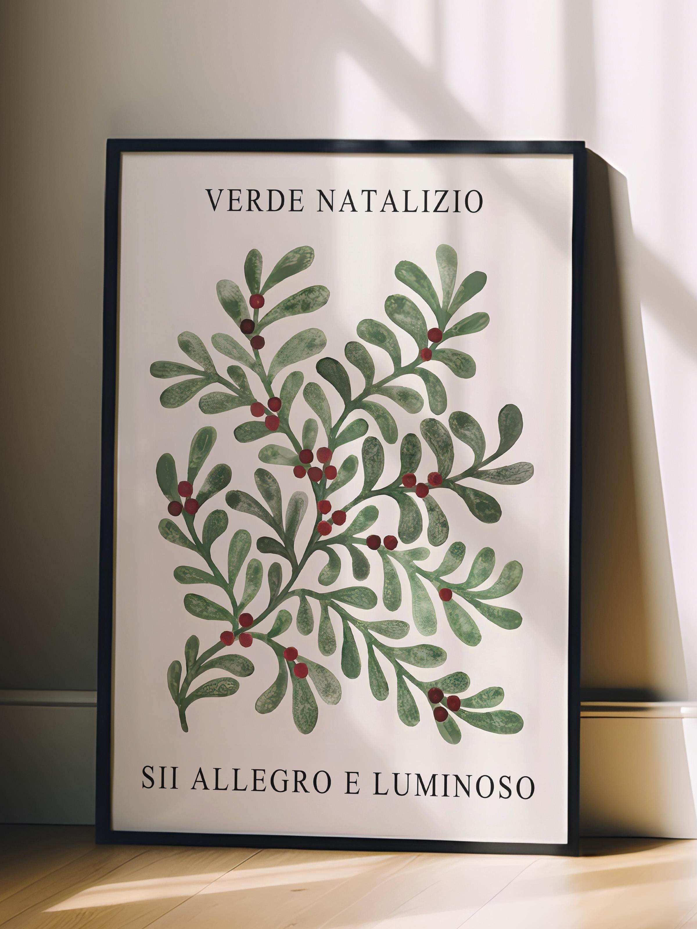 Siyah Çerçeveli Tablo, Yılbaşı Poster, Yılbaşı Dekoru,Christmas Greenery Comfort Serisi NO:108671